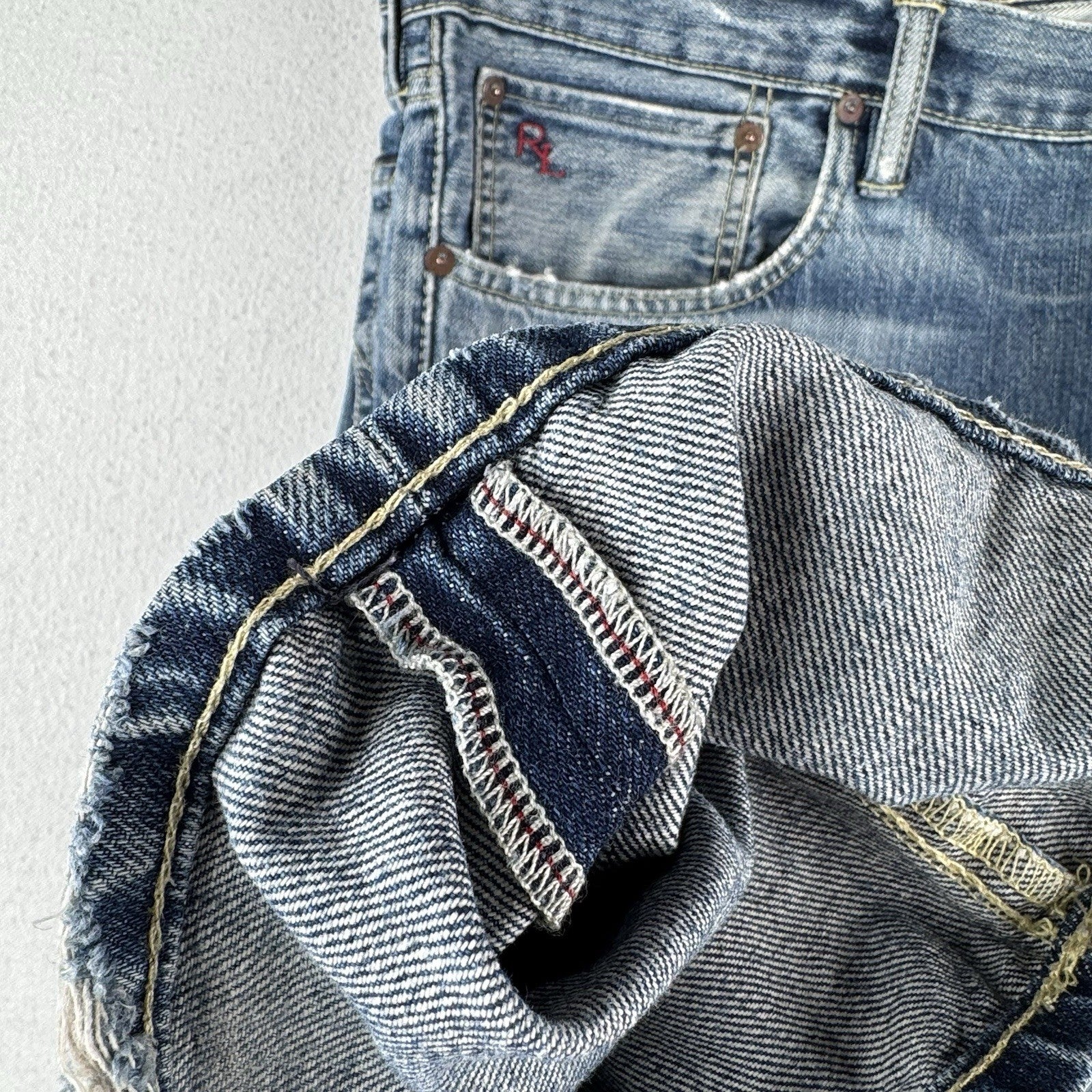 Vtg Polo Ralph Lauren Jeans Men’s 42x30 Blue Varick Slim Straight Selvage Denim