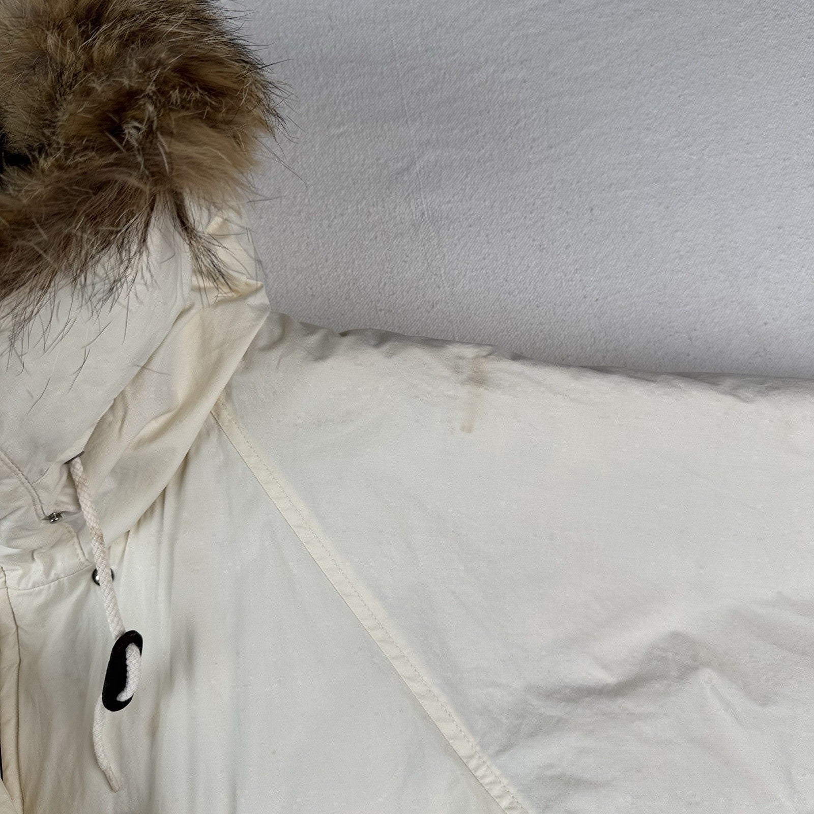 90’s Vtg Polo Ralph Lauren White Down Parka Mens M Coyote Fur Hood Coat *Read