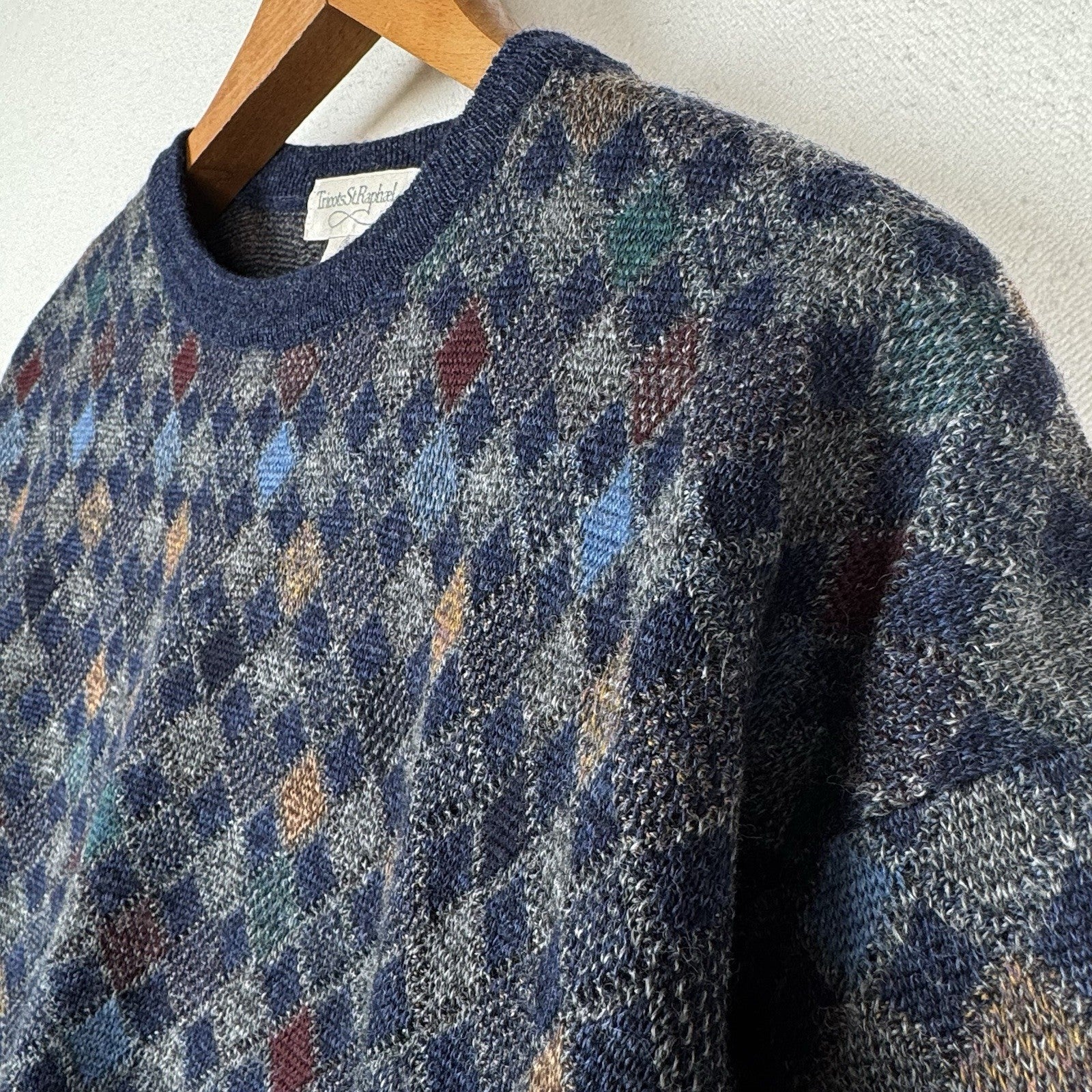 Vintage 80s Tricots St. Raphael Merino New Wool Sweater Men’s L Multicolor Knit