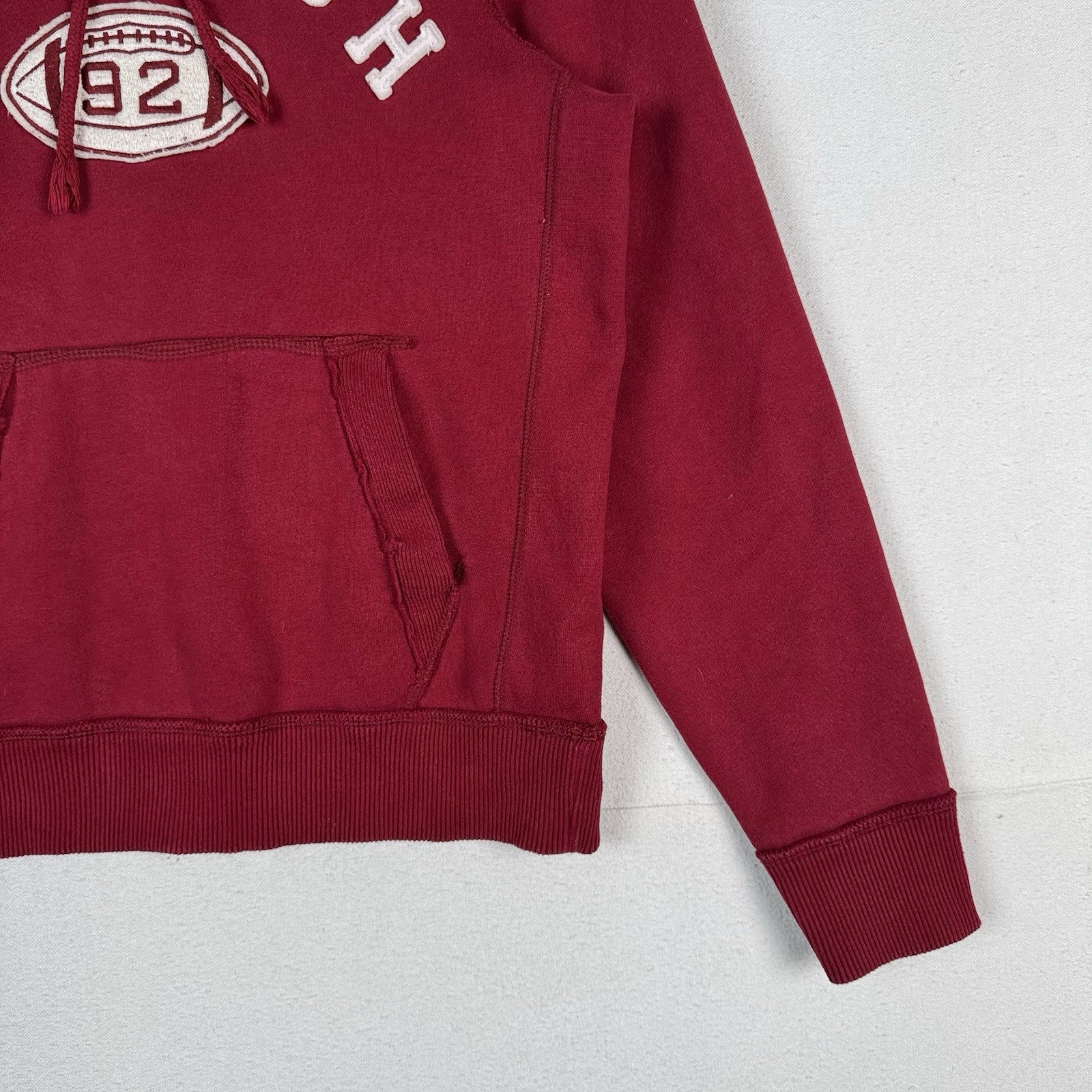 Abercrombie & Fitch Large Maroon Red Thermal Hoodie Pullover Sweatshirt Muscle
