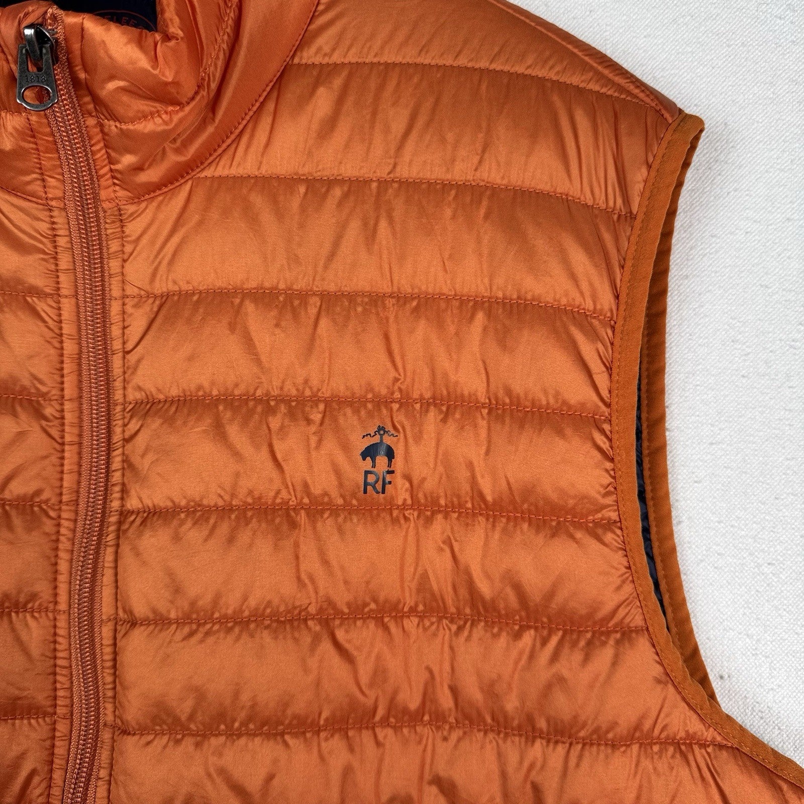Brooks Brothers Thermore EVOdown Puffer Vest Mens L Orange Lightweight Packable