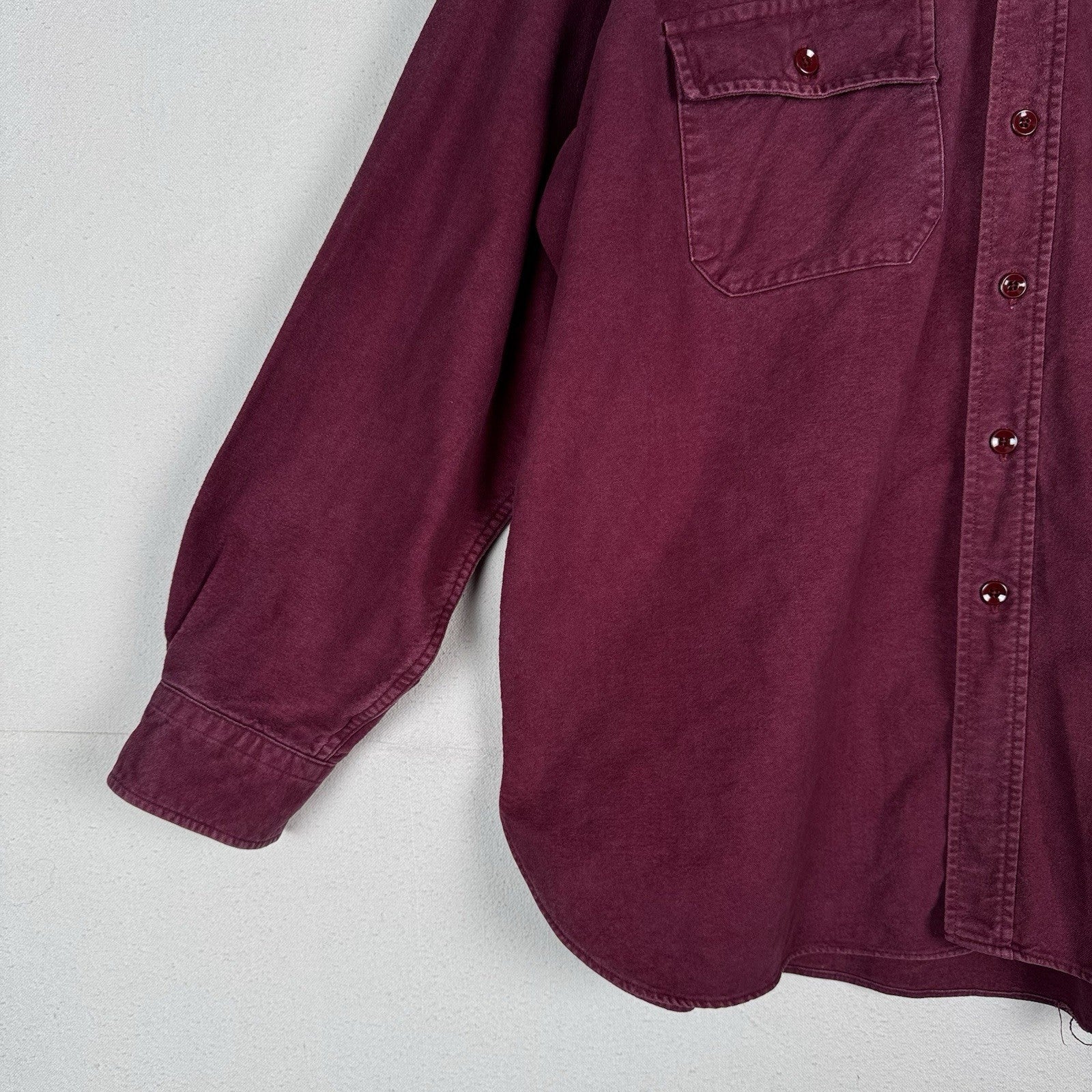 Vintage L.L. Bean Men’s XL Chamois Heavy Flannel Shirt Burgundy Made in USA