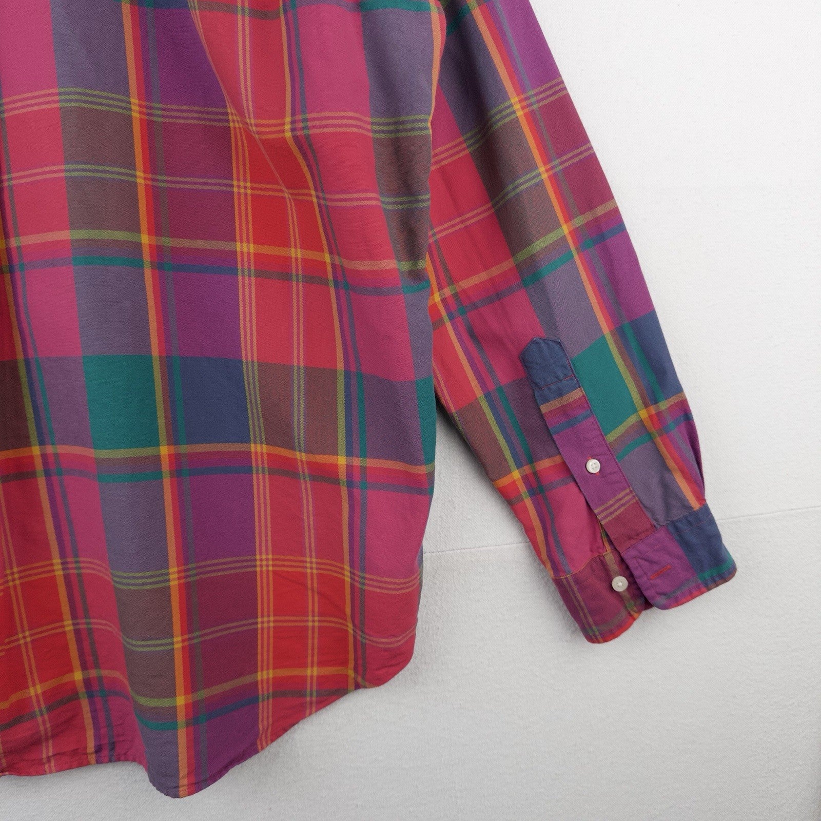 Polo Ralph Lauren Custom Fit Madras Plaid Shirt Mens 1XB Pink Blue Button Down