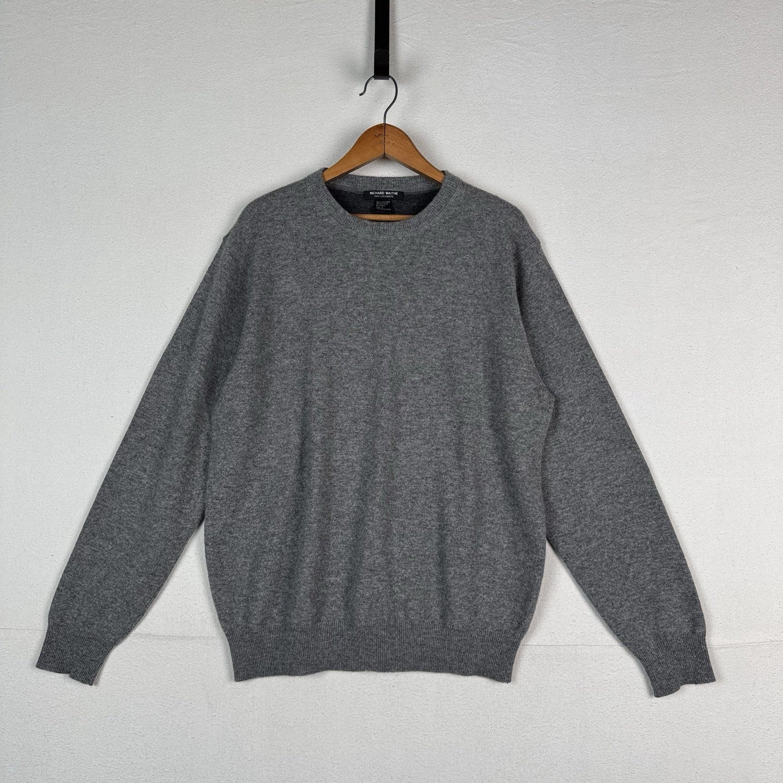 Richard Waithe Sweater Cashmere Crewneck Long Sleeve Gray Men's Size Large