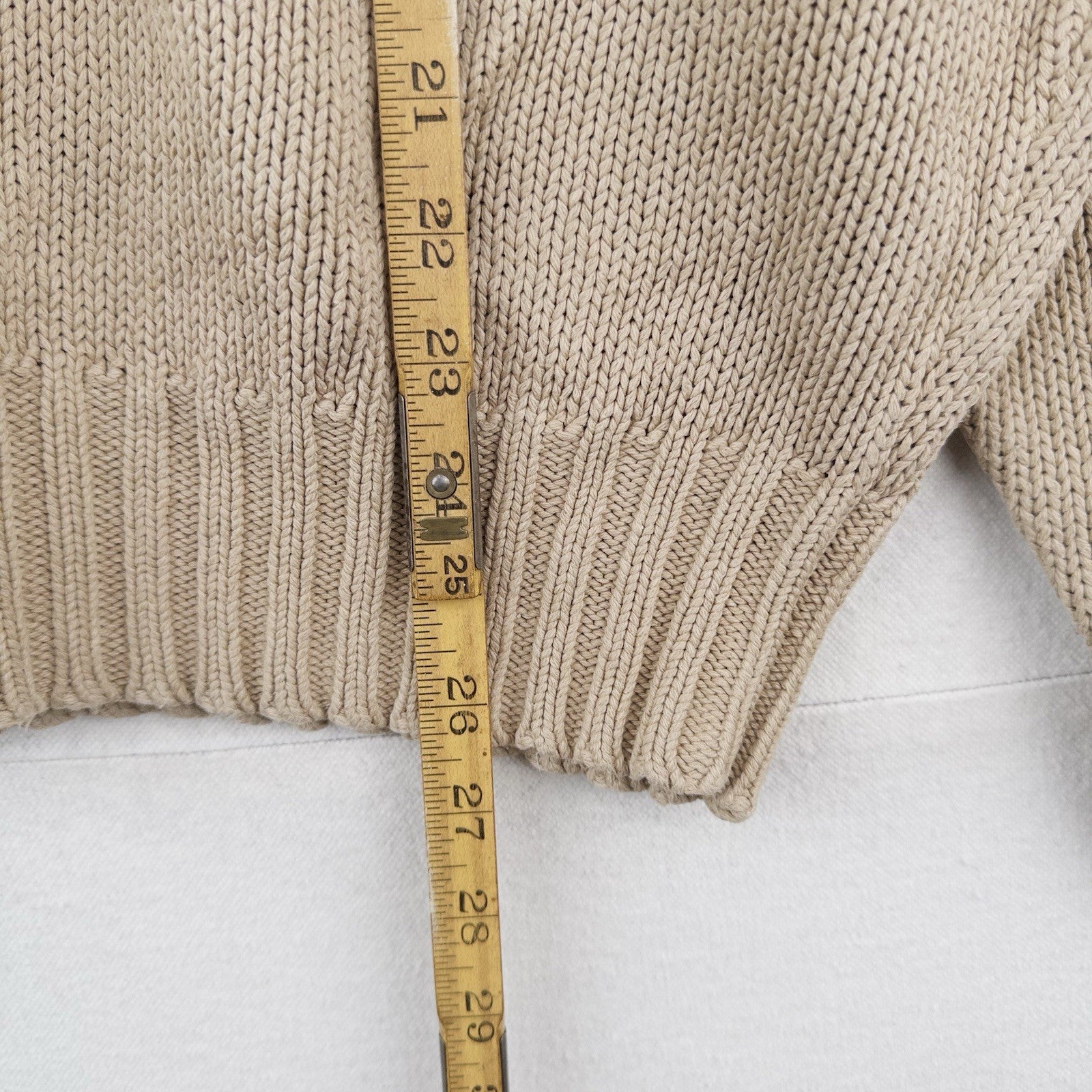 90’s Vintage Polo Ralph Lauren Knit Sweater Men’s L Tan Brown Cotton Crewneck