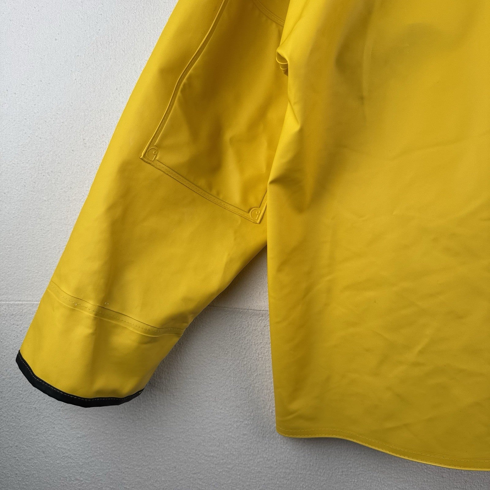 Vintage Carhartt Waterproof Surrey Yellow Rain Jacket Men’s Large PVC Snap Hood