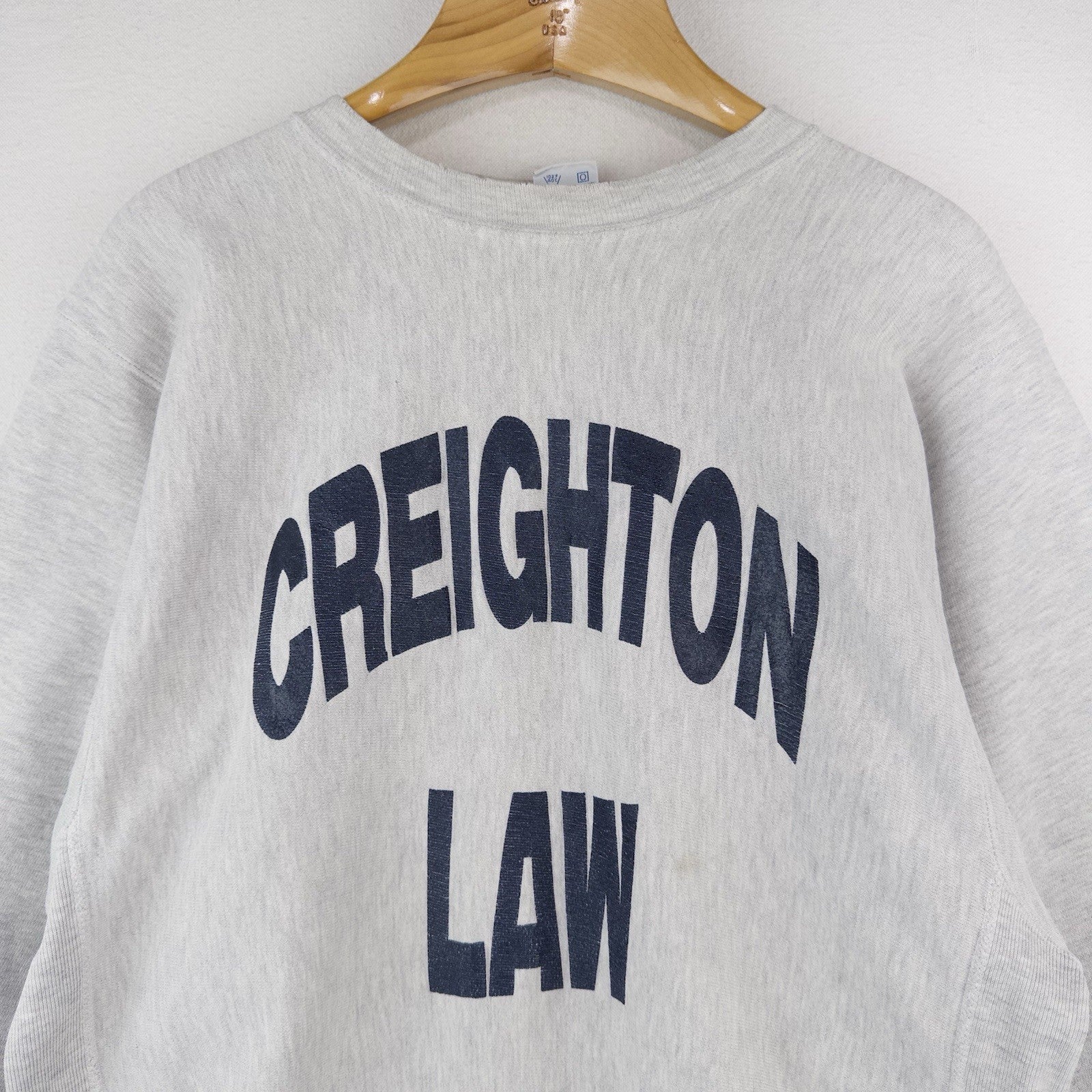 80’s Vtg Champion Creighton Law Reverse Weave Crew Sweatshirt 2XL Gray Made USA