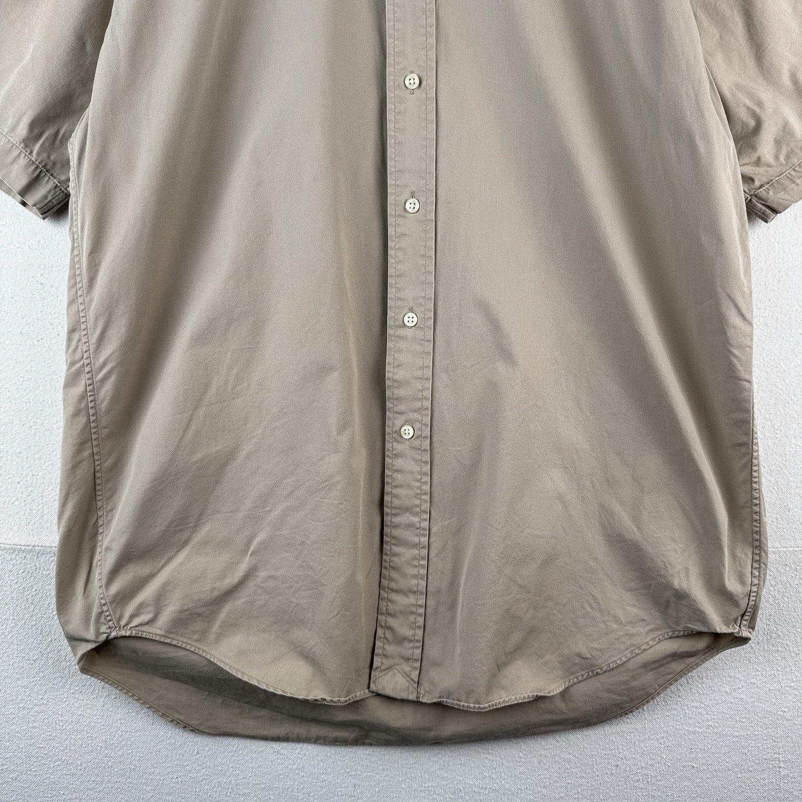 Vtg Ralph Lauren Blake Men’s M Beige Button Up Short Sleeve Short 100% Cotton