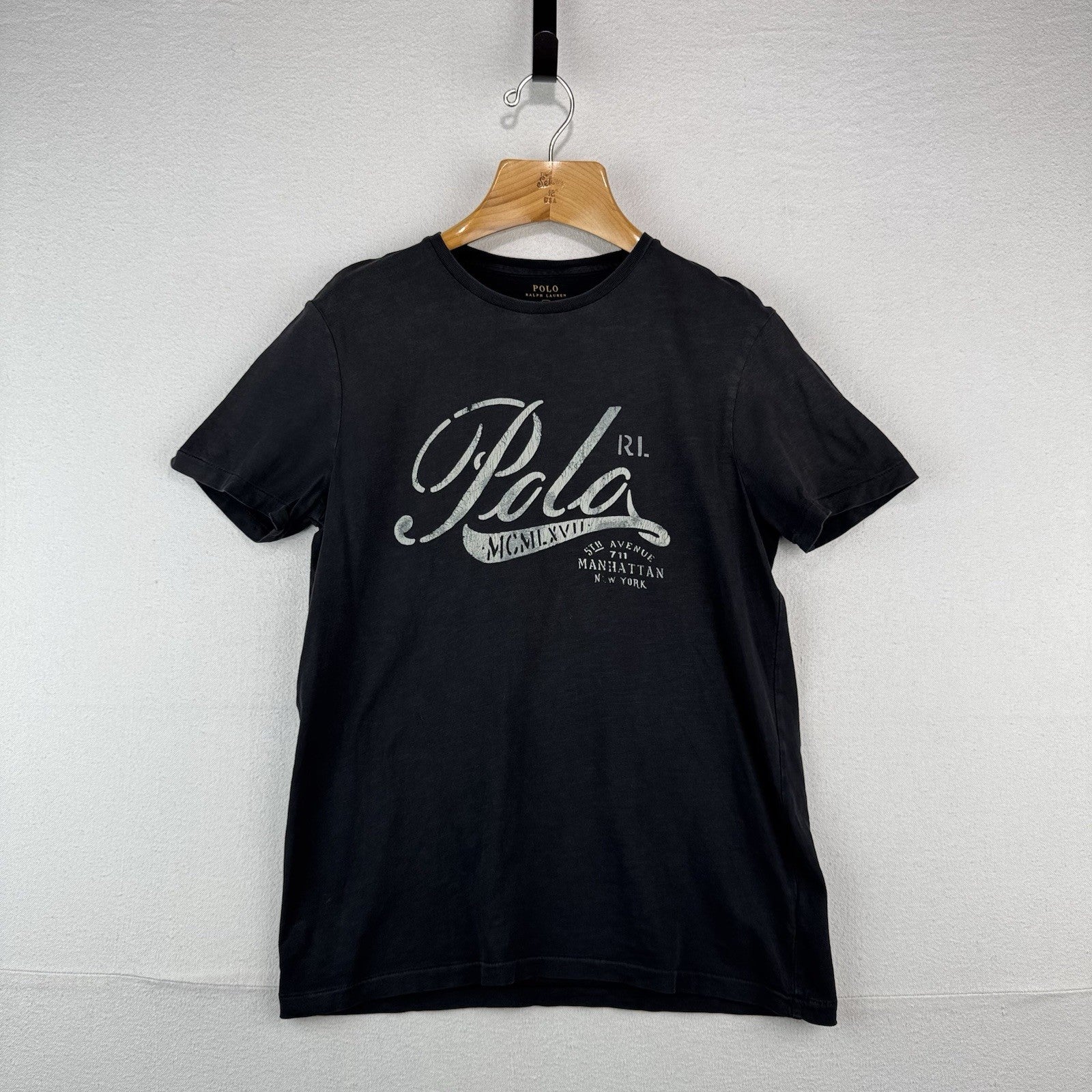 Polo Ralph Lauren Mens M Quality Goods T-Shirt Black RL 5th Avenue Custom Fit