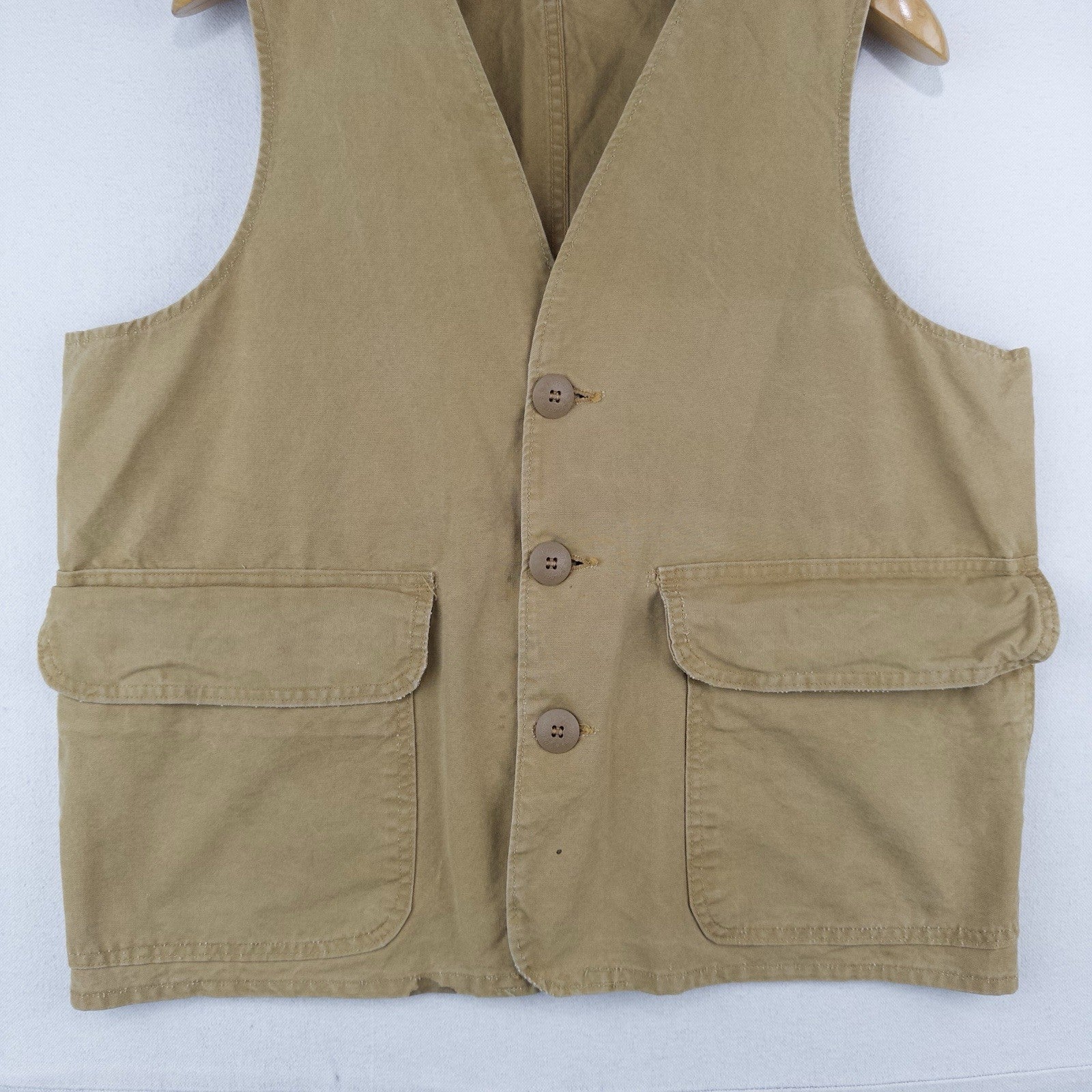 50's Vtg JC Higgins Hunting Shooting Vest Mens L (44) Canvas Khaki Tan Sportsman