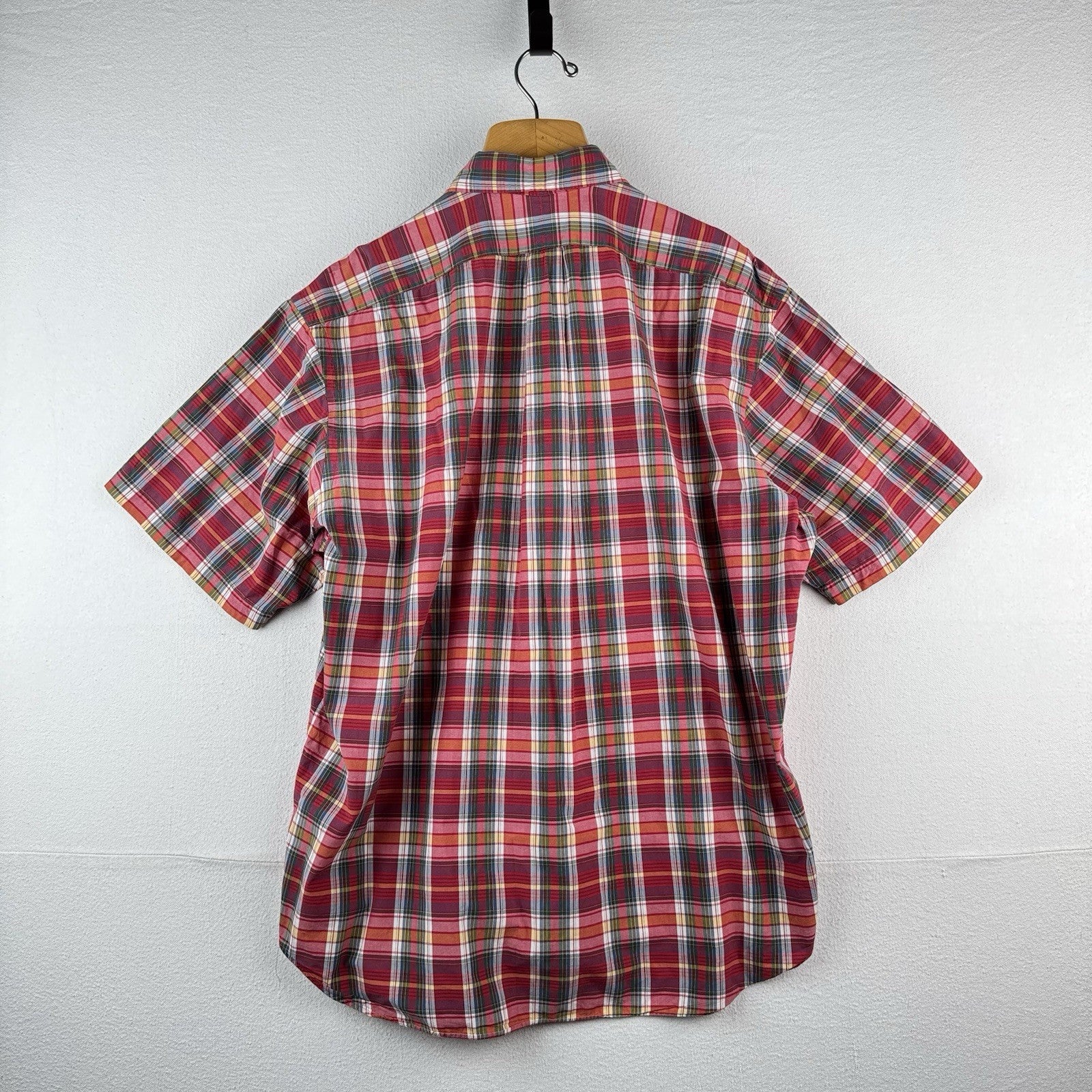 Ralph Lauren Mens XL Blake Short Sleeve Madras Plaid Polo Button Down Shirt