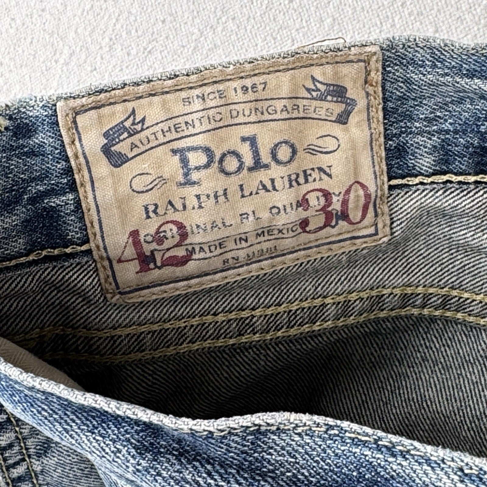 Vtg Polo Ralph Lauren Jeans Men’s 42x30 Blue Varick Slim Straight Selvage Denim