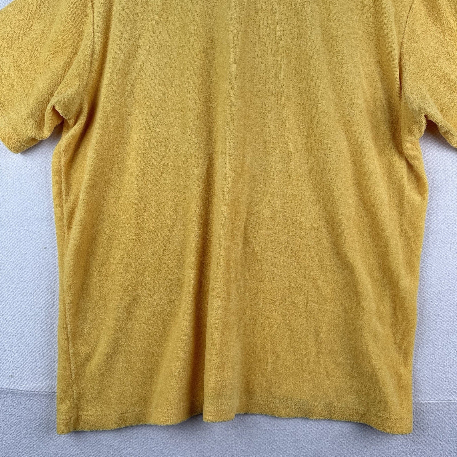 70s Vtg Selkirk Yellow Terry Cloth Pocket Polo Shirt XL Cabana Beach Pool V-neck