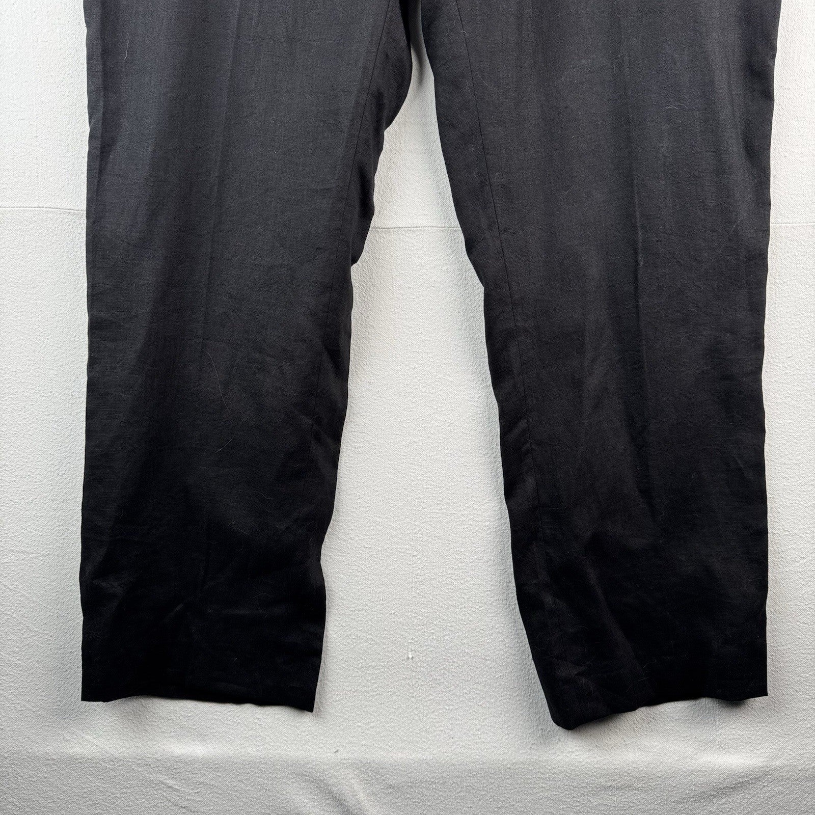 Ralph Lauren Solid Black 100 % Linen Pants Flat Front Men’s Trousers Fits 42x31