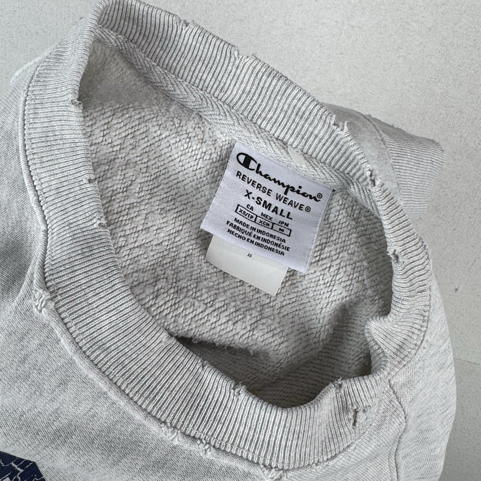 Champion Reverse Weave Sweatshirt Spell-out Side Gusset Men’s XS Gray