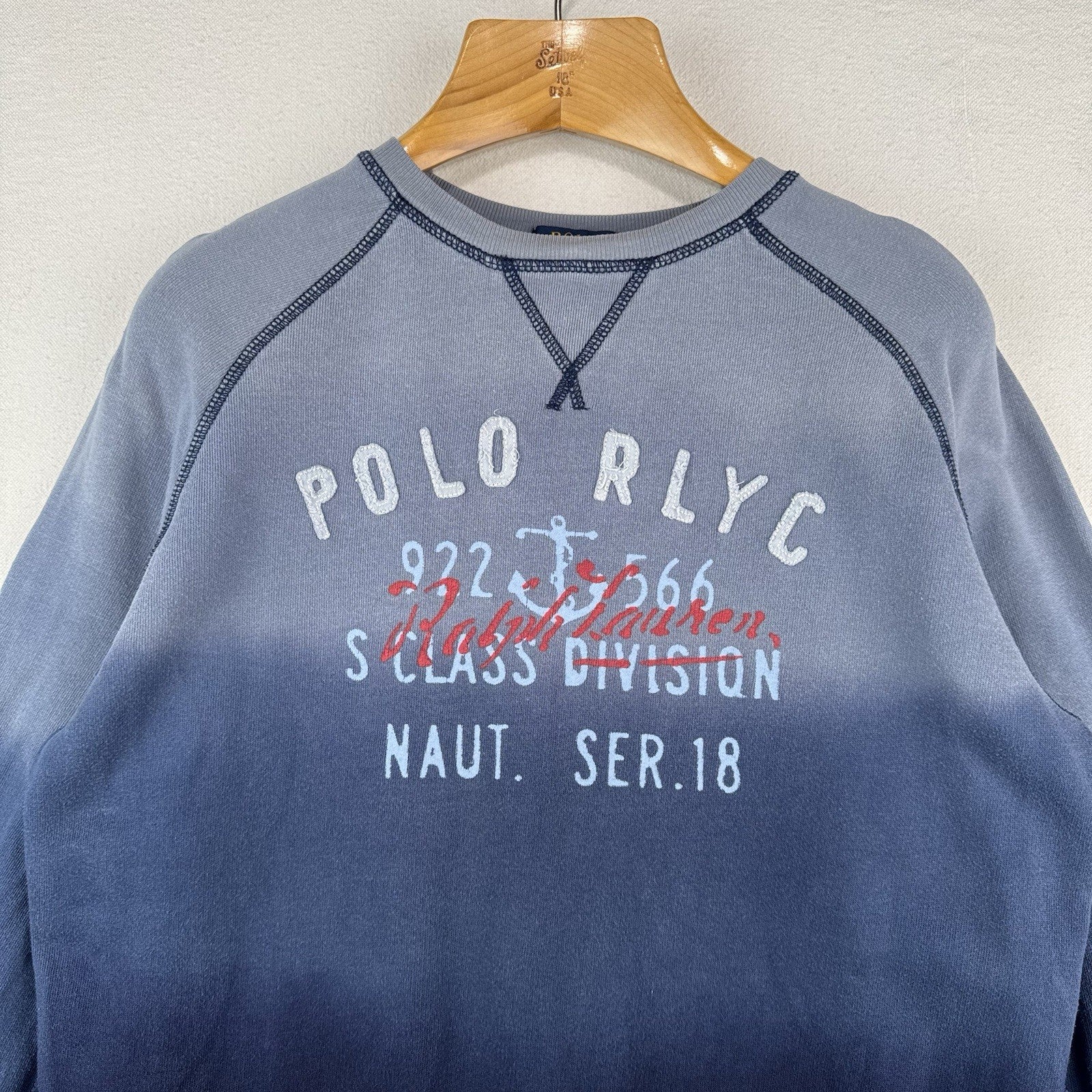 Polo Ralph Lauren RLYC Boys XL 18-20 Navy Ombré Sweatshirt Sailing Yacht Club