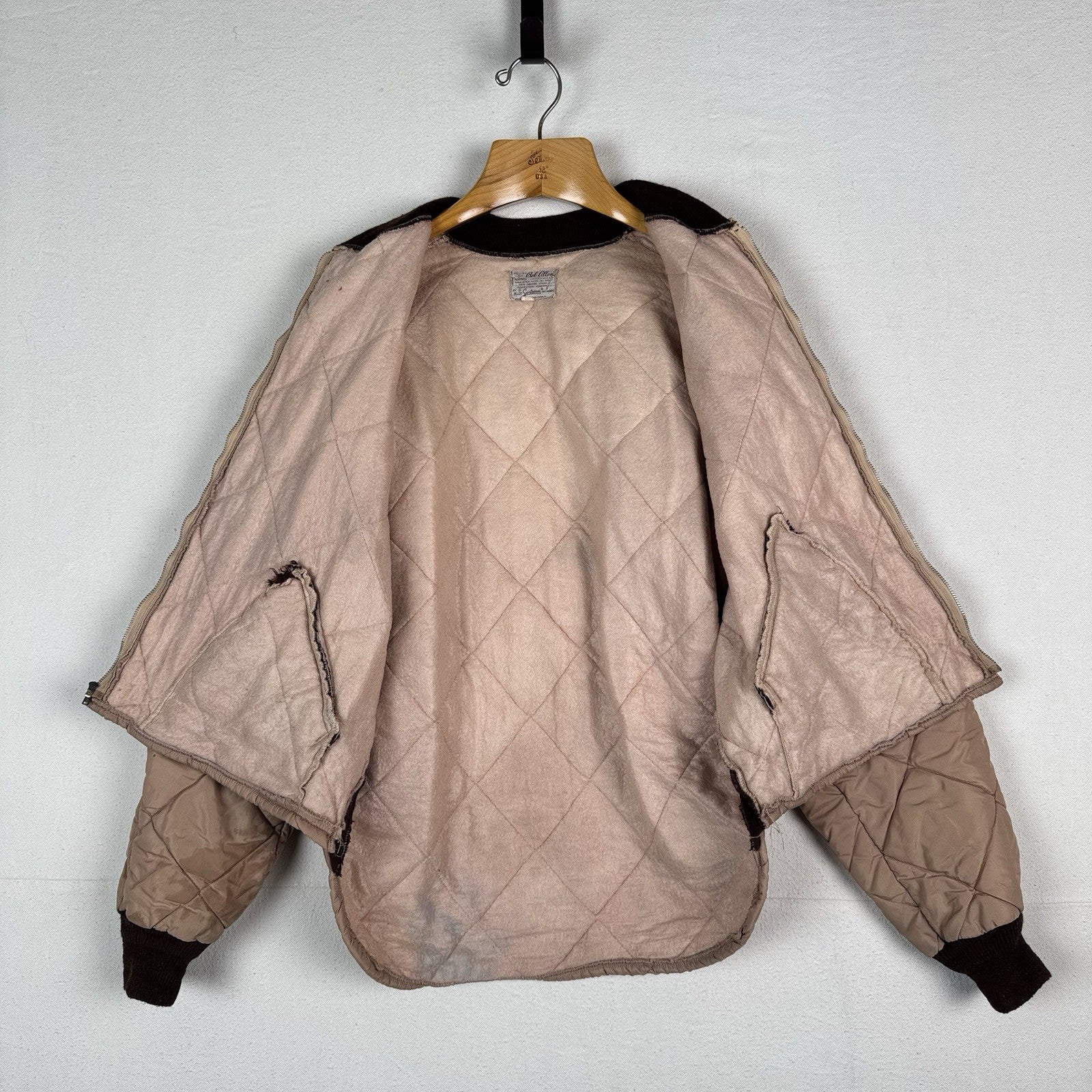 60’s Vintage Bob Allen Quilted Jacket Pants Set Long Underwear Men's XL Brown