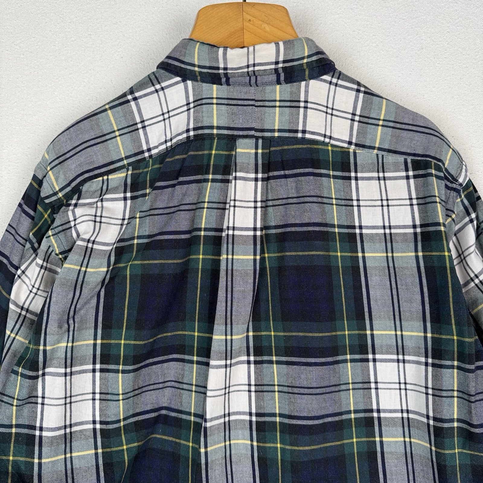 Ralph Lauren Button-Down Shirt Men Large Green Blue Oxford Long Sleeve Cotton