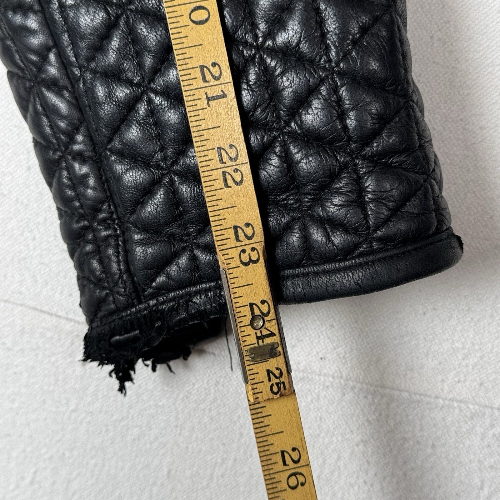 Baby Phat Vintage Genuine Leather Zip Black Quilted Biker Jacket Size XL *Read