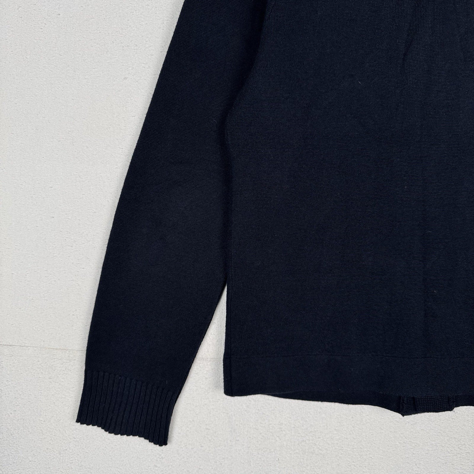 Abercrombie Fitch Men’s XL Wool Knit Navy Blue Cardigan Sweater Moose Logo