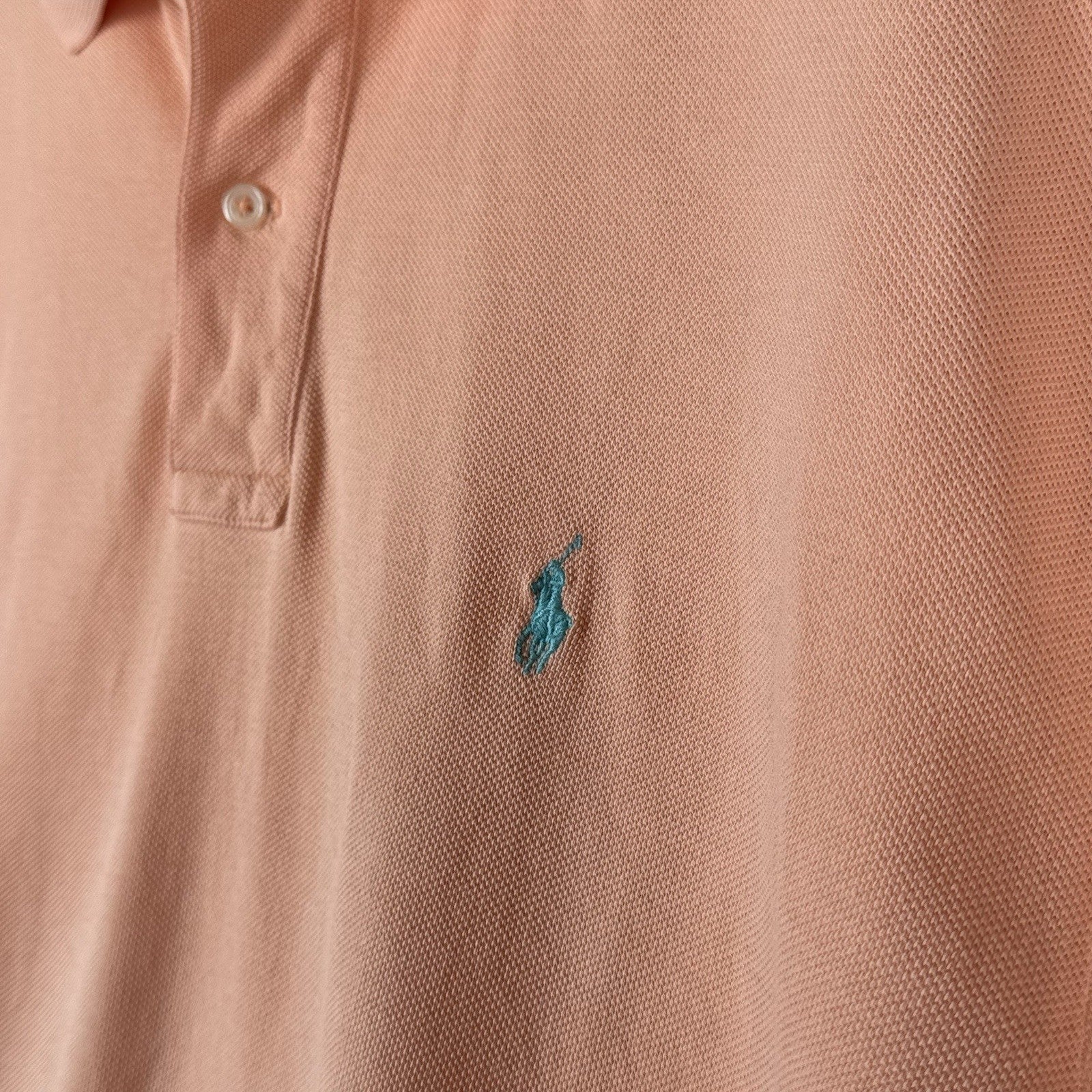 Vintage Polo Ralph Lauren Polo Shirt Mens XL Orange Mesh Pique *Distressed