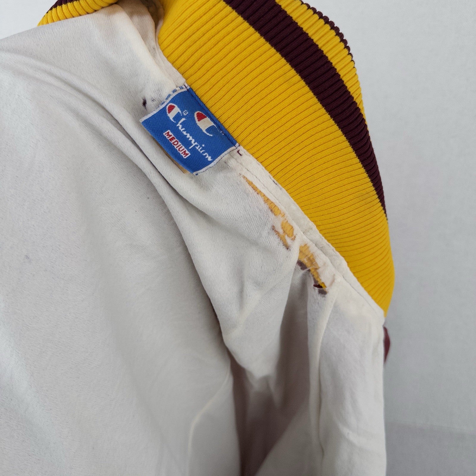 70’s Vtg Champion Eureka College Nylon Varsity Jacket Medium Snap Front Made USA