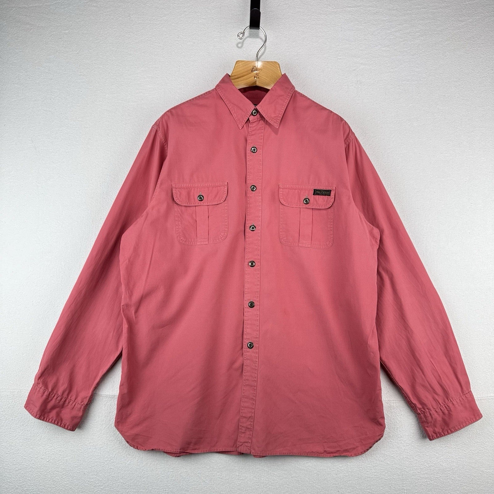 90’s Vtg Polo Ralph Lauren Men’s XL Military Safari Shirt Button Up Salmon Pink