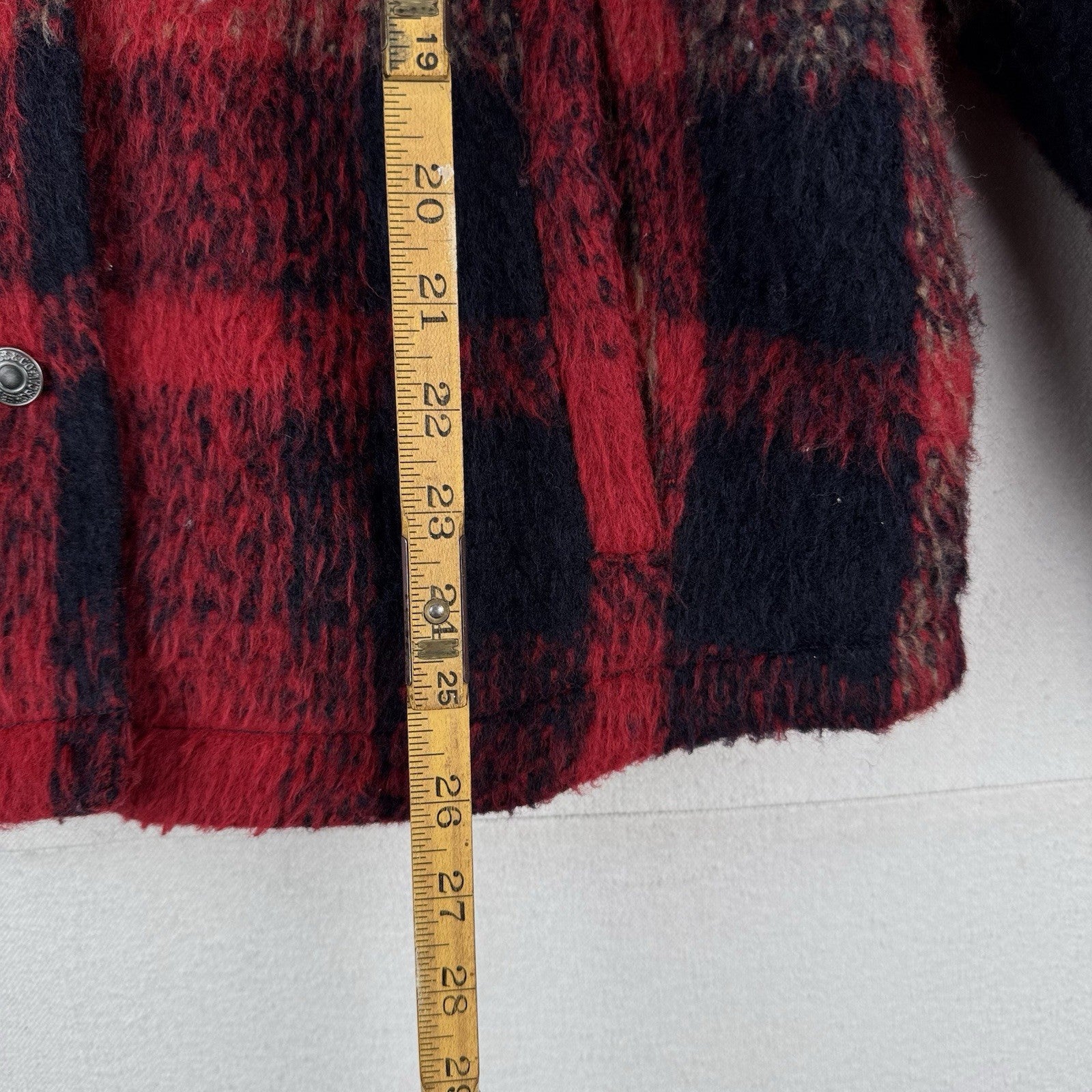 Levi’s Trucker Jacket Buffalo Plaid Zipper Button Wool Blend Red Women’s XS