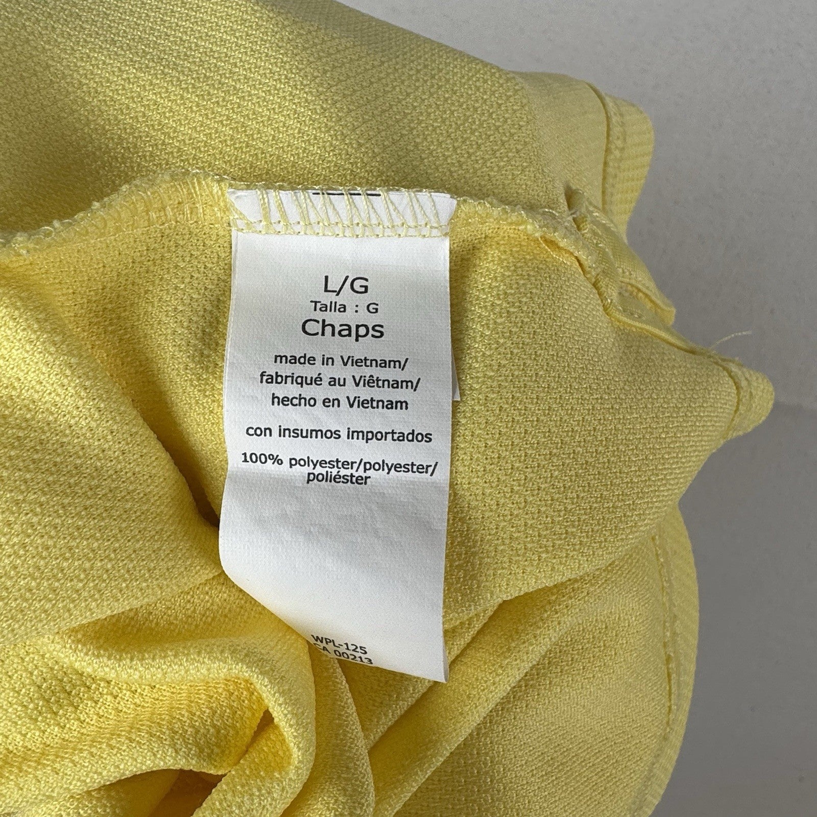 Chaps 78 Golf Polo Shirt Mens Size L Stay Dry Short Sleeve Yellow Waffle Mesh