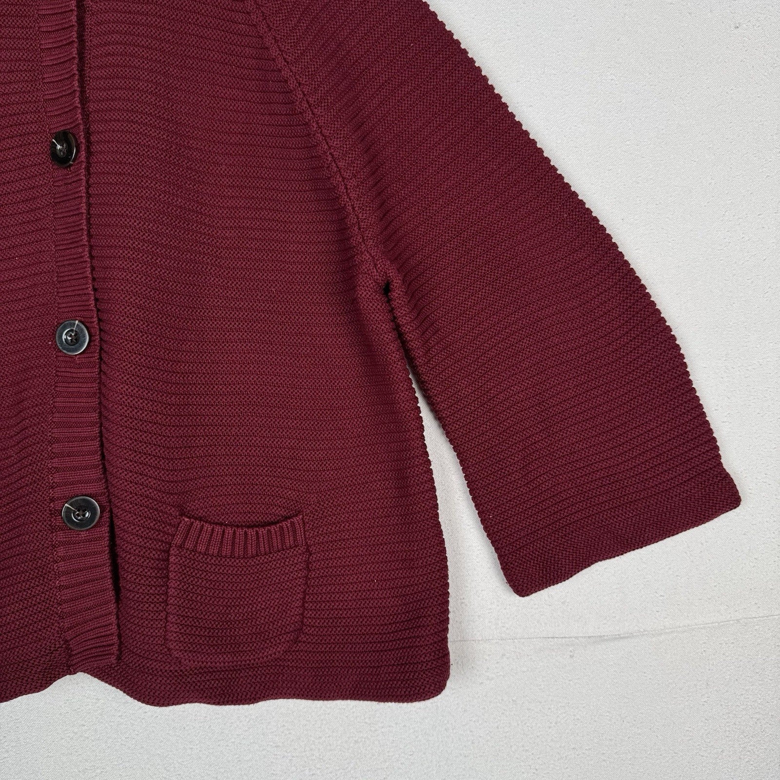 Lands’ End Cardigan Poncho Sweater Collar Women's 20-22 Bell Sleeves Maroon Red