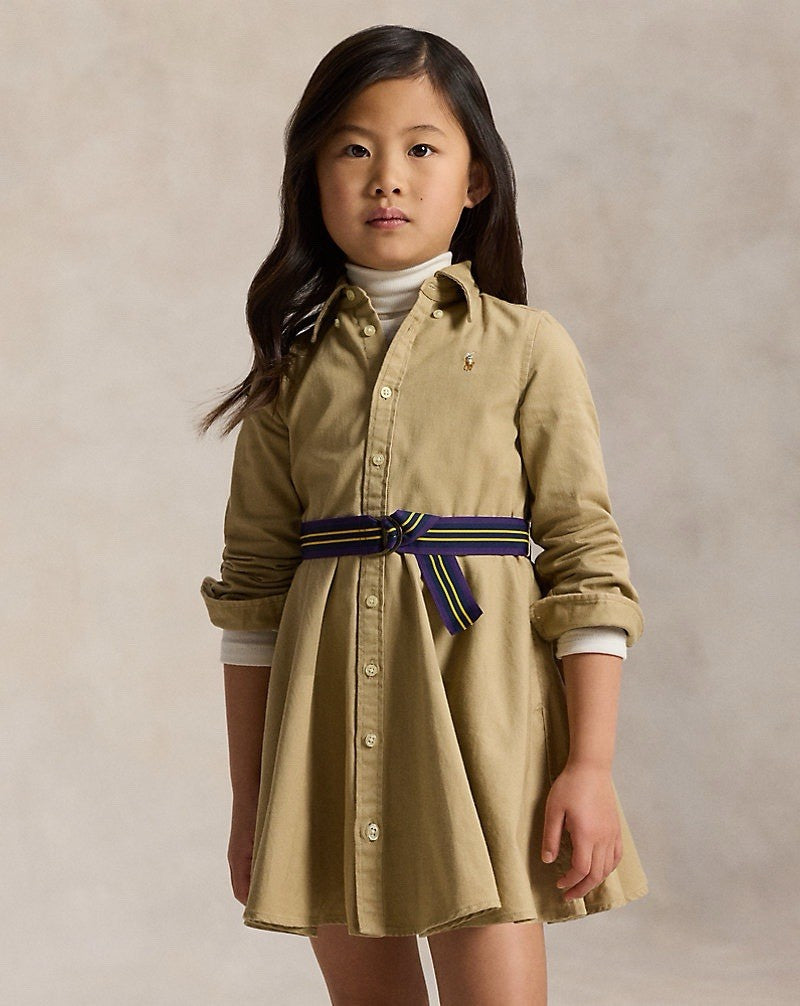 Polo Ralph Lauren Girls 6 Belted Cotton Chino Shirtdress With Pockets