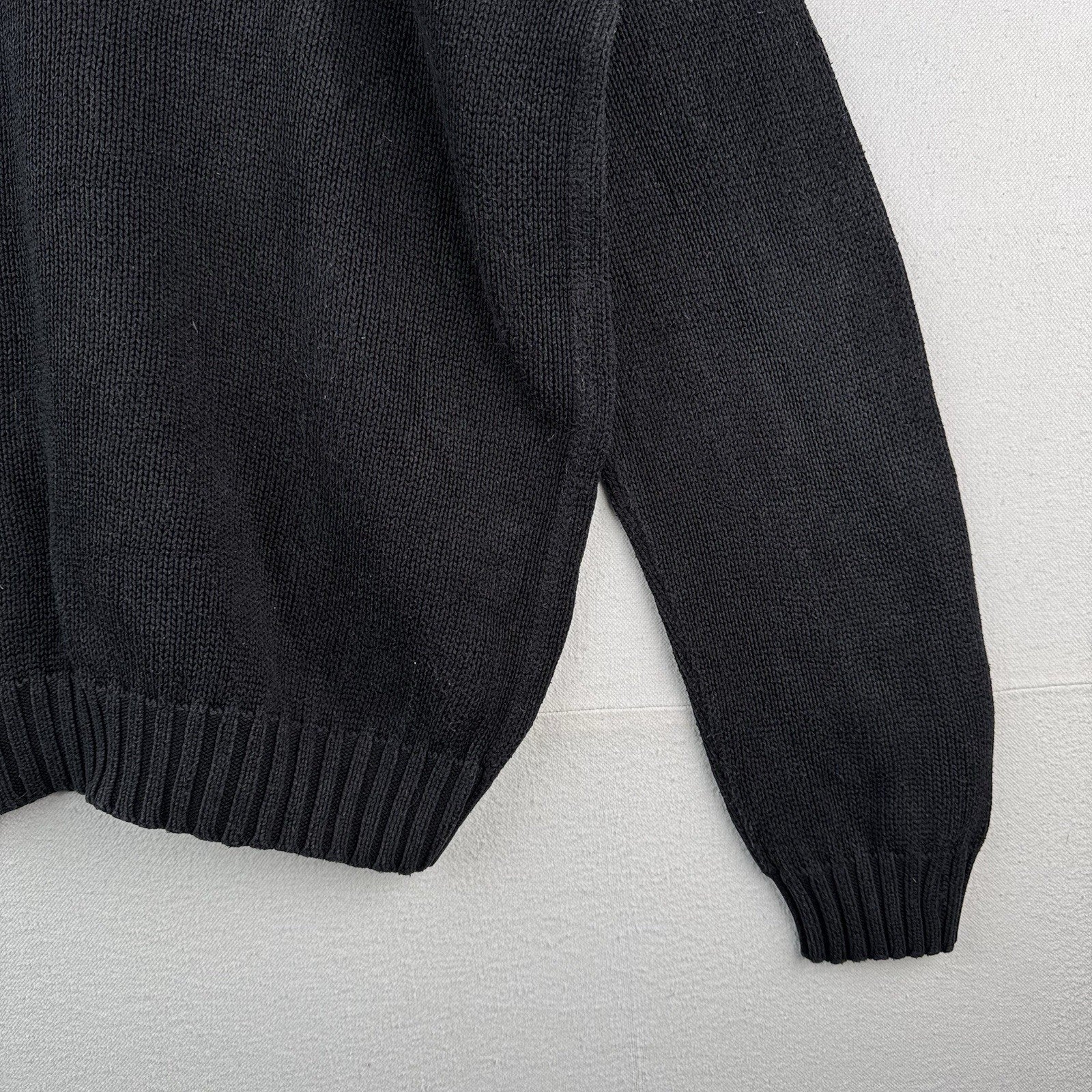 90's Vintage Polo Ralph Lauren Men's XL 100% Cotton Sweater Charcoal Black