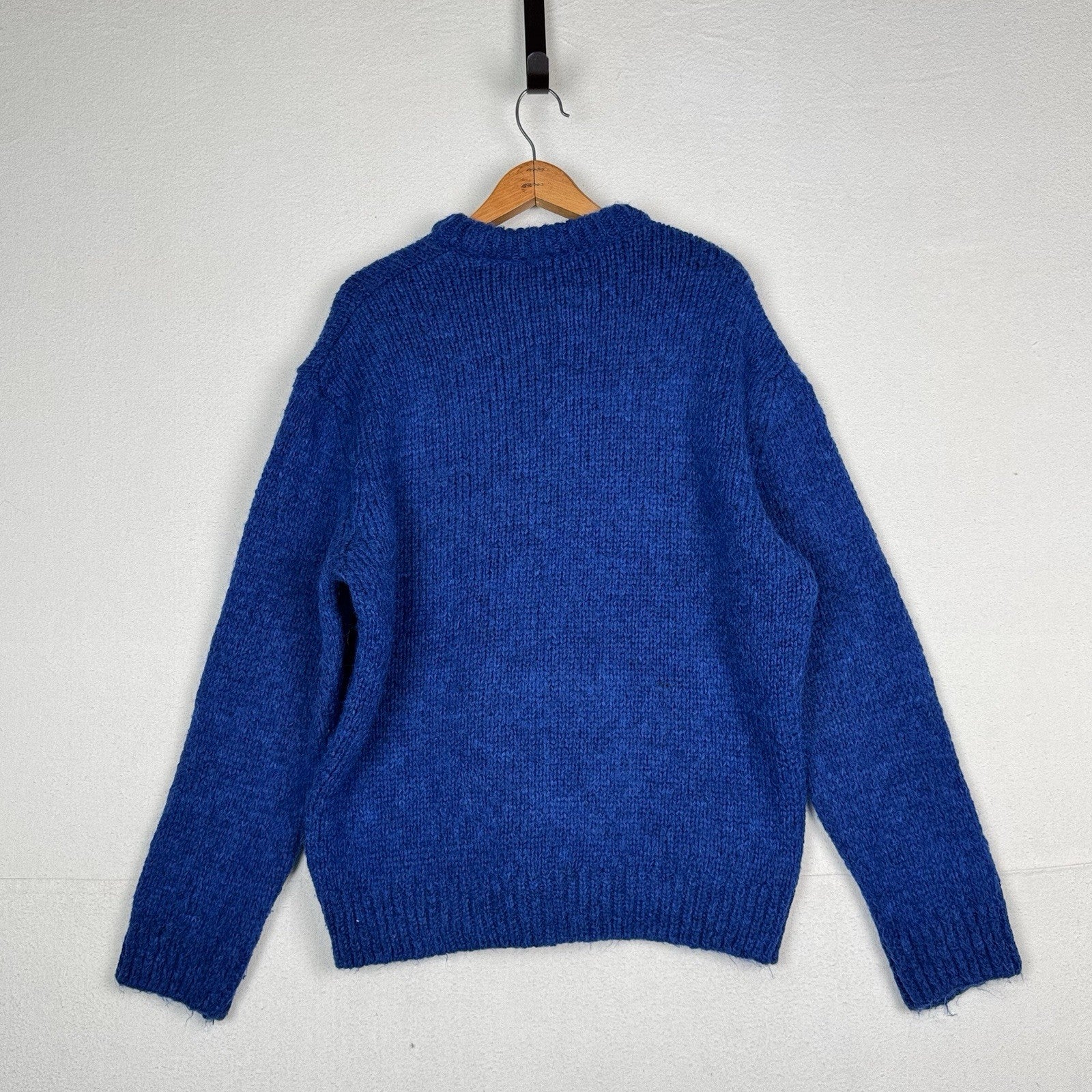 Zara Knit Pullover Sweater Wool Blend Blue Large Cozy Boxy