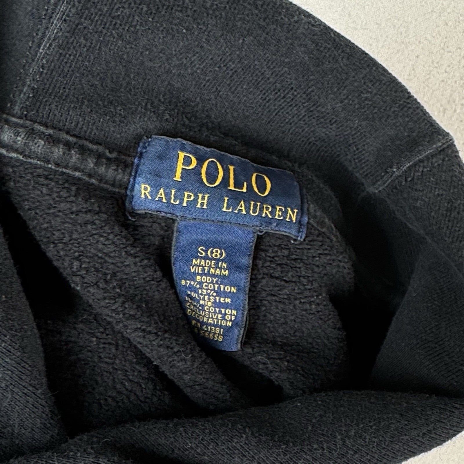 Vintage Polo Ralph Lauren Boys Shawl Collar Sweater Small Size 8 Black Lux Soft