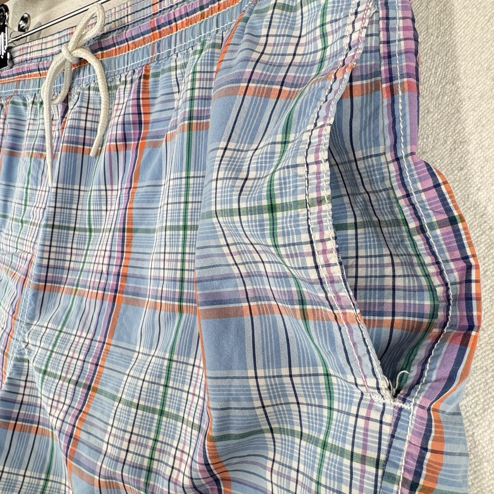 Vtg Polo Ralph Lauren Board Shorts Men’s M Plaid Multicolor Swim Trunks 5”