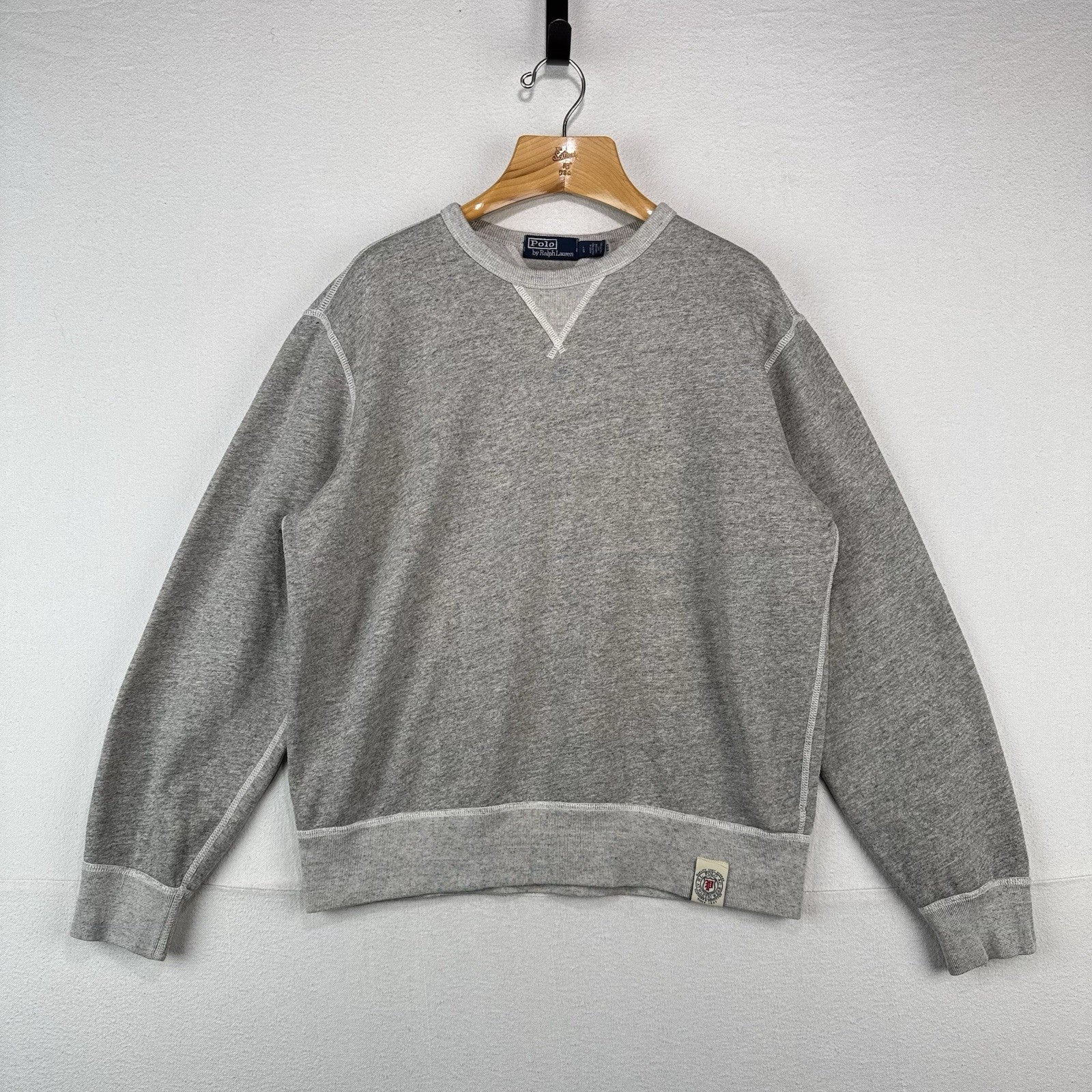 Polo Ralph Lauren Double V Men’s Large Marled Grey Sweatshirt Core Crewneck