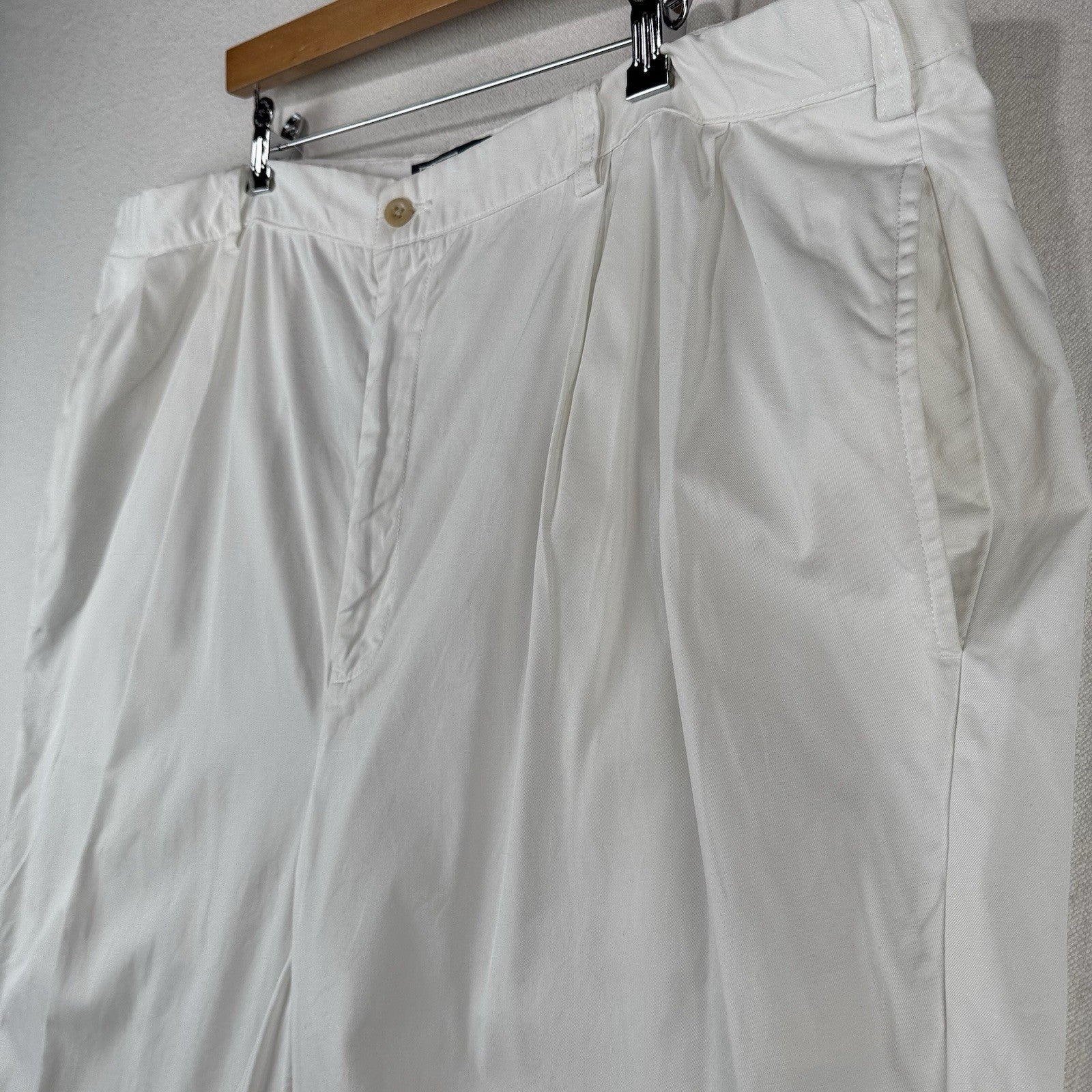 90’s Vtg Polo Ralph Lauren Big Hammond Pant Mens 46Bx30 White Double Pleat Cuff