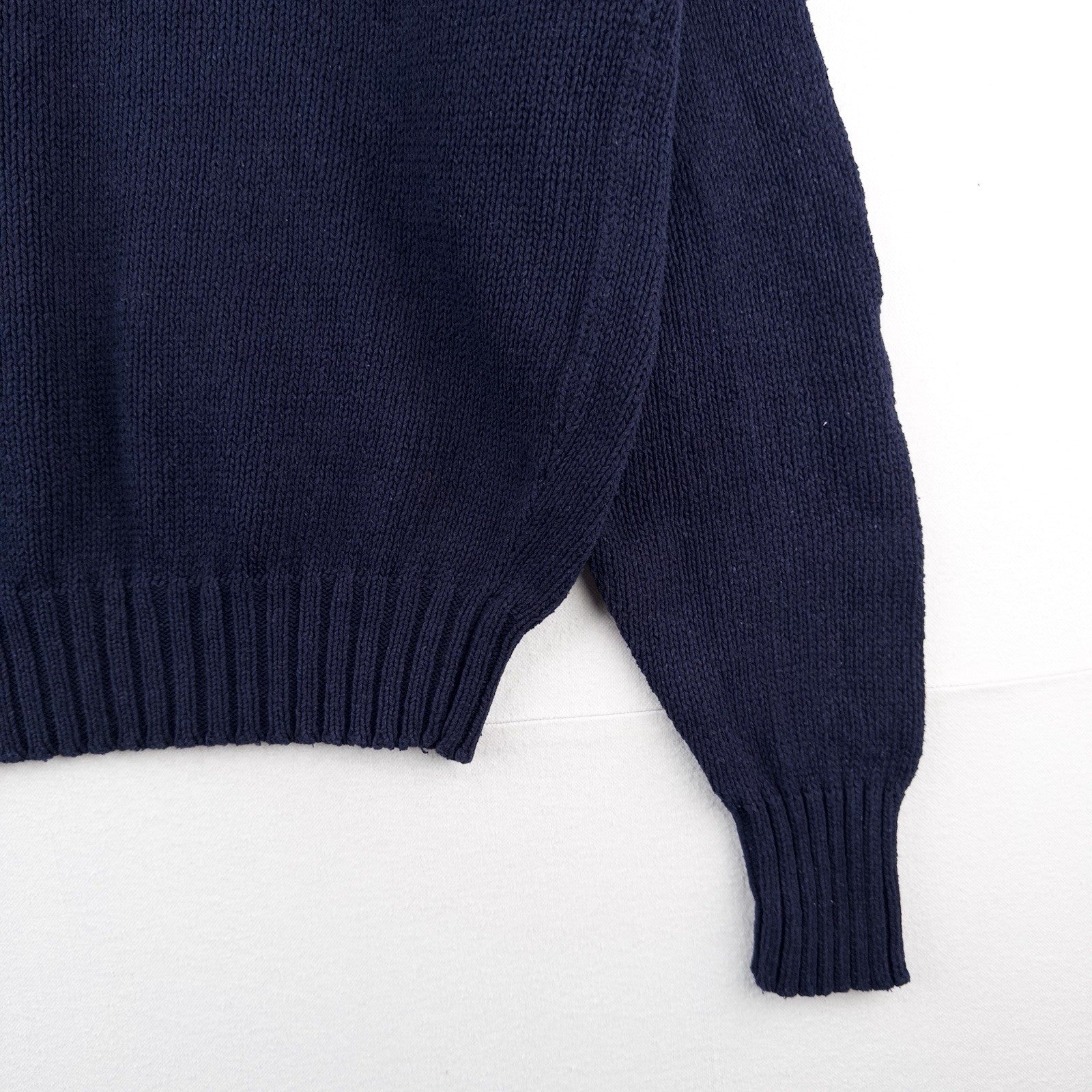 90's Vintage Polo Ralph Lauren Sweater Men's L Navy Blue Crewneck 100% Cotton