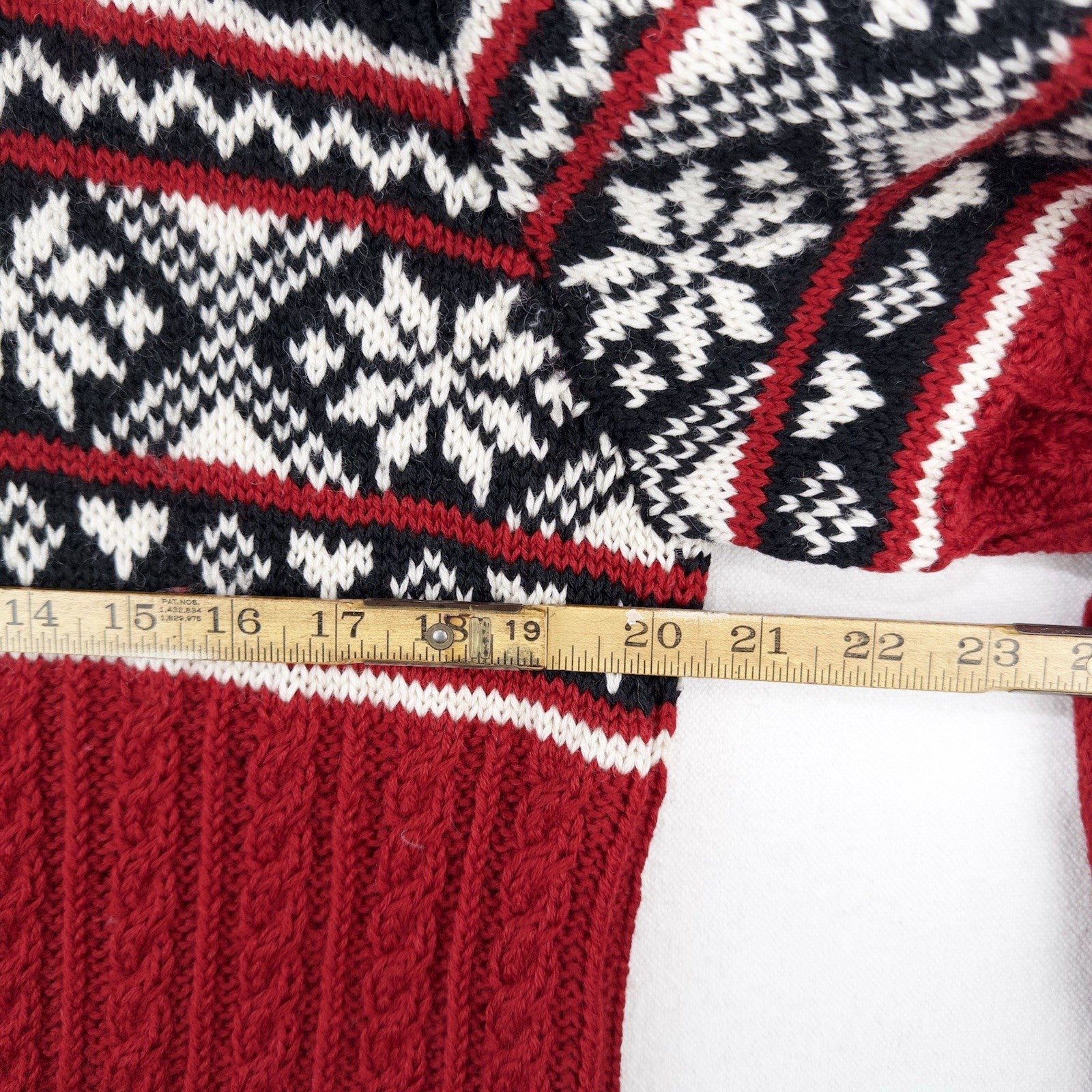 Lauren Ralph Lauren M Sweater 100% Worsted Wool Red Black Fair Isle Ski Snow