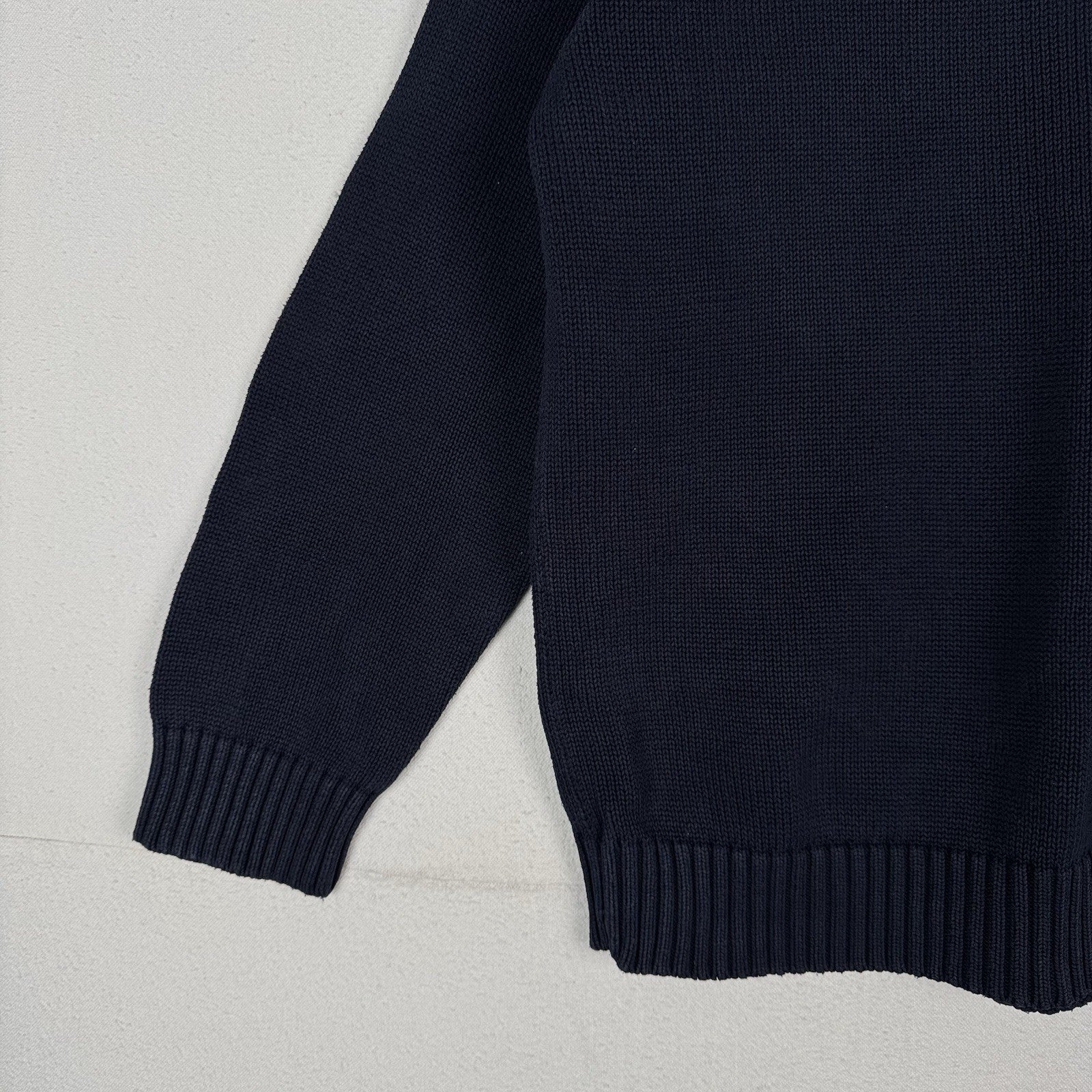 Vintage Tommy Hilfiger Men's Knit Cotton Navy Blue Crewneck Sweater Large