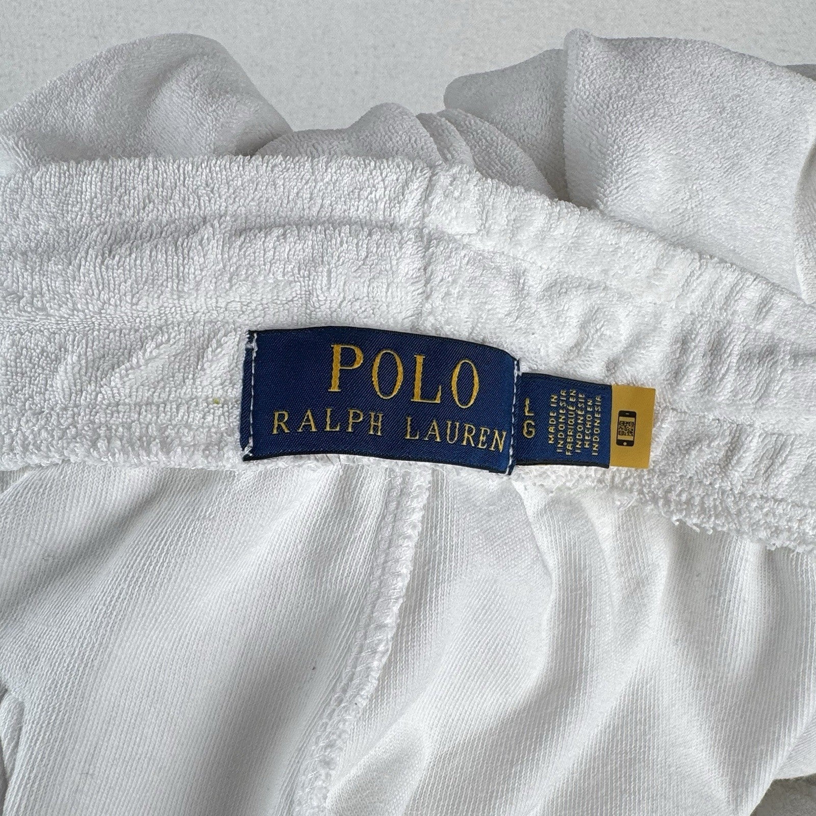 Polo Ralph Lauren Men’s L (34x6) White Terry Cloth Shorts Drawstring