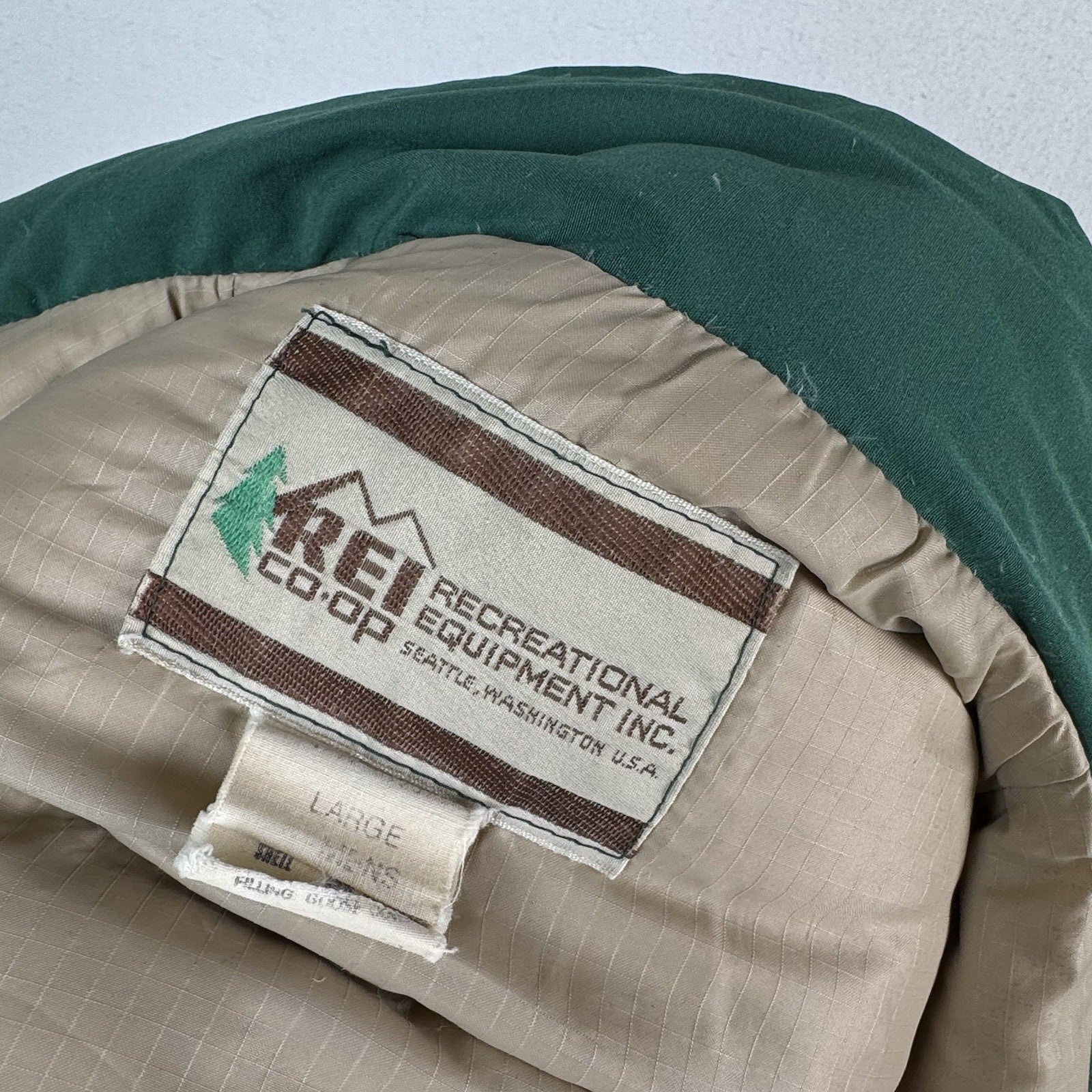 Vintage 70s REI Expedition Down Insulated Parka Mens L Green Zip Puffer Coat USA