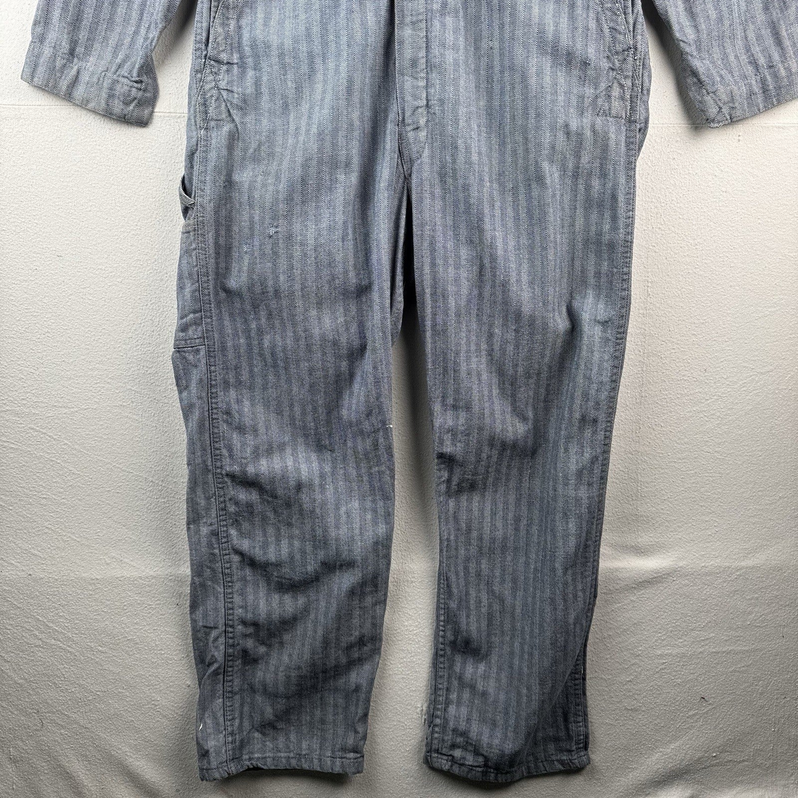 50/60s Vtg Big Smith Hickory Herringbone Coveralls Union Made in USA 40/42 Short