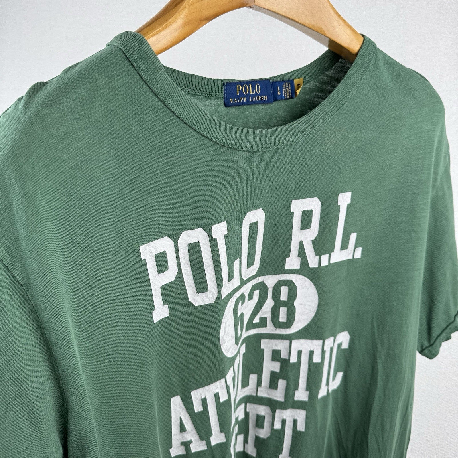Polo Ralph Lauren Athletic Dept Light Weight Graphic Crew Neck Tee Green Mens L