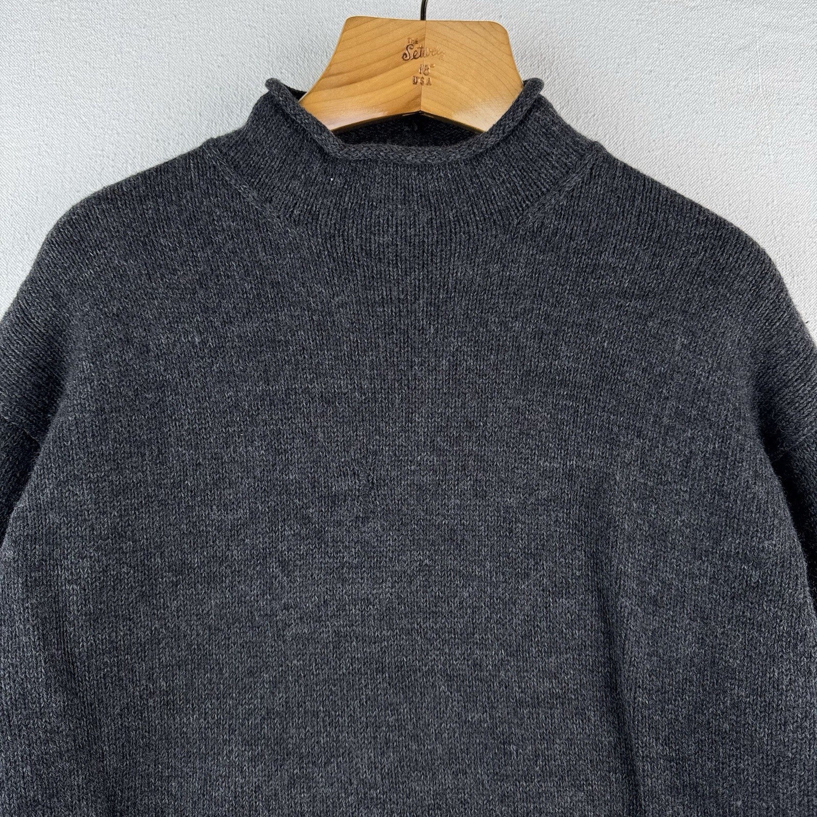 90’s Vtg Polo Ralph Lauren Roll Neck Wool Knit Sweater Mens XL Gray