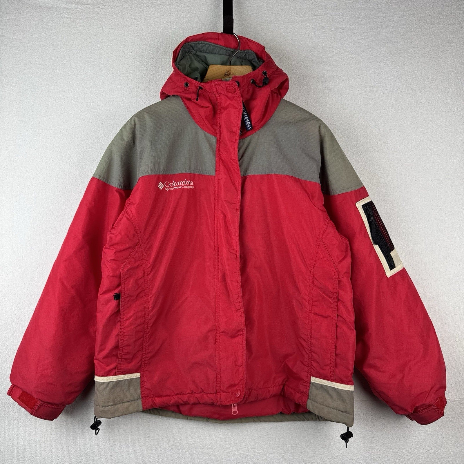 90’s Vtg Columbia Sportswear Portland Women's Large Red Hooded Parka Jacket Coat