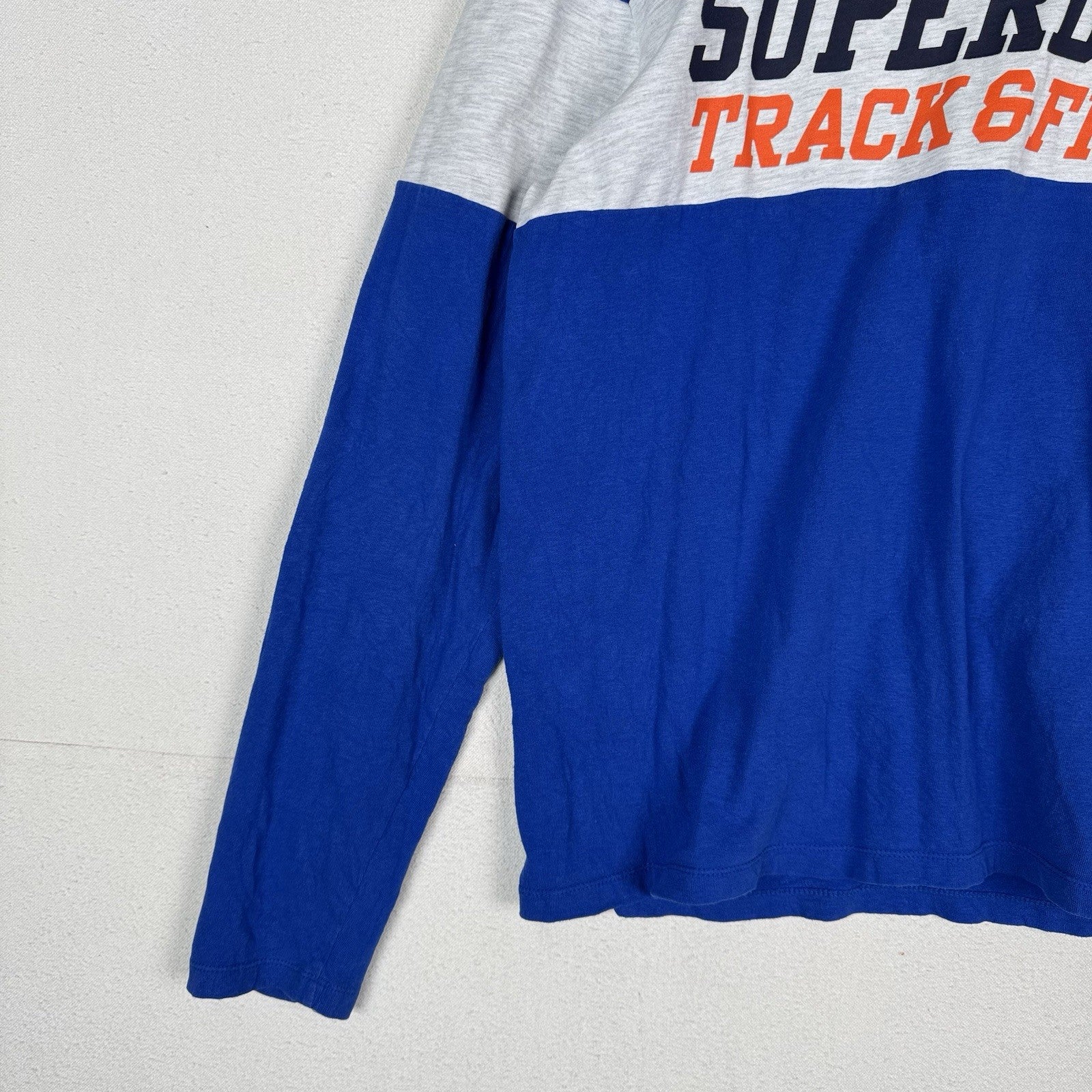Superdry Men’s Track & Field Podium Oversized Long Sleeve T-Shirt Large Blue