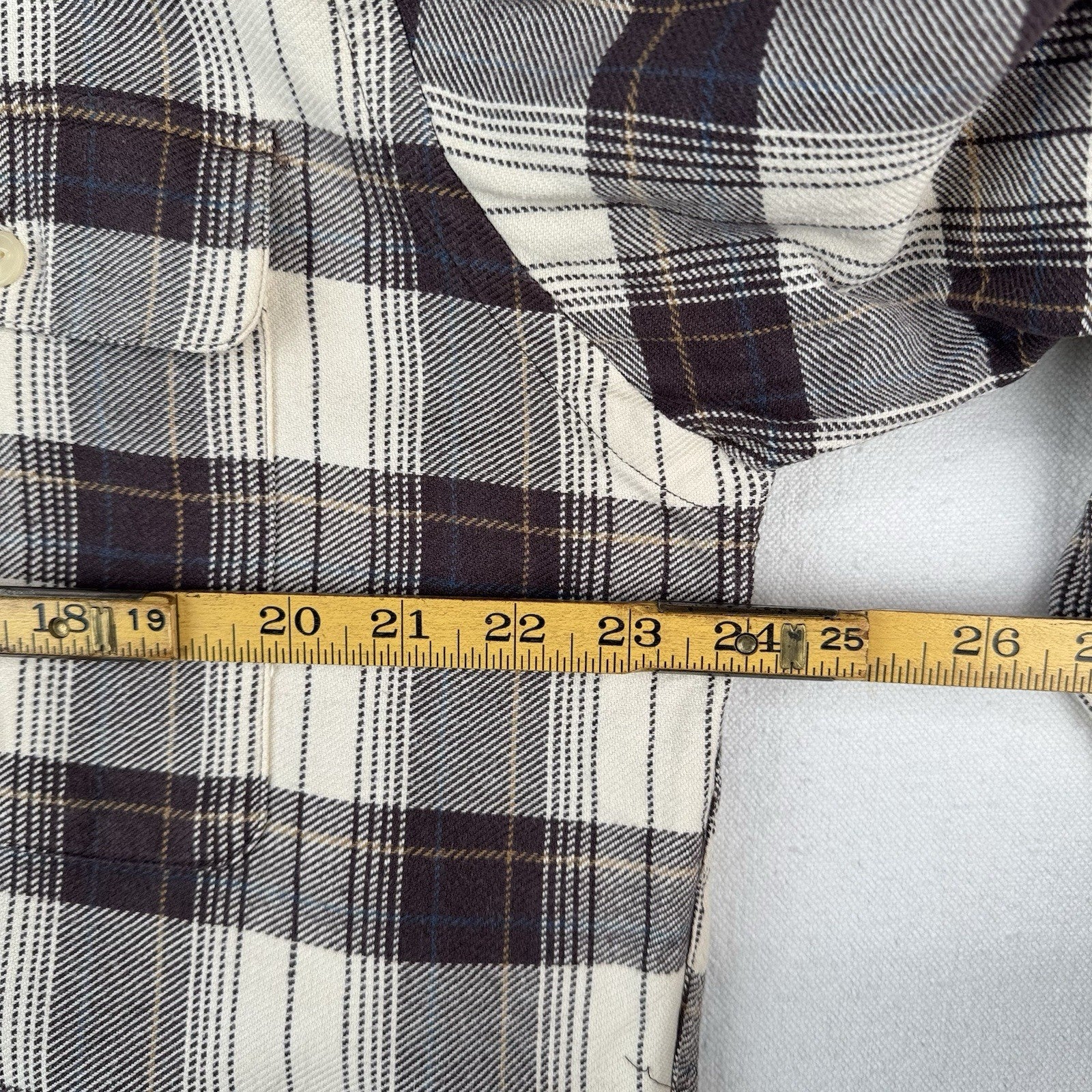 Vintage Ralph Lauren Shirt Mens L Brown Plaid Benford Flannel Cotton *Read