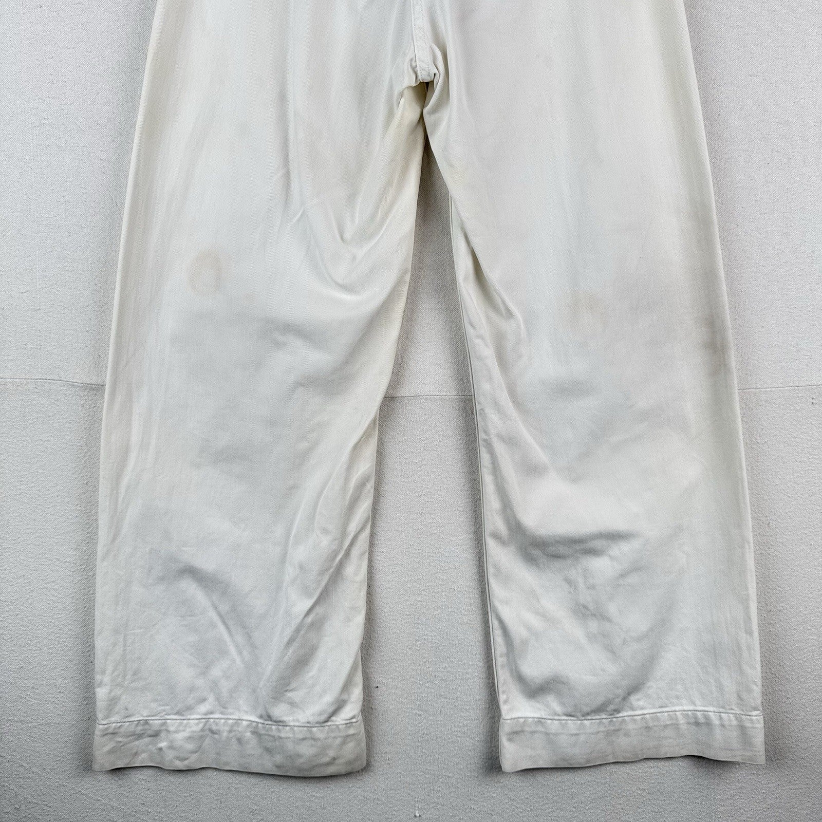 40's Vtg WWII US Navy USMC White Trousers Pants 28x28 Wide-leg 11" *Distressed