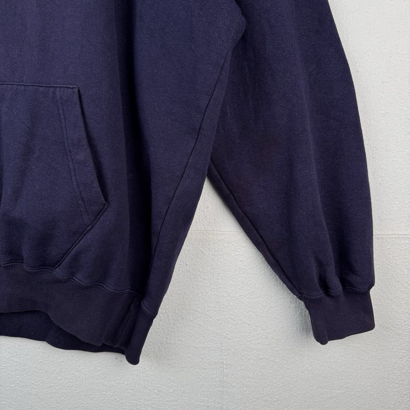90’s Vtg GAP Athletic Hoodie Men Large Blue Button Drawstring Faded Distressed